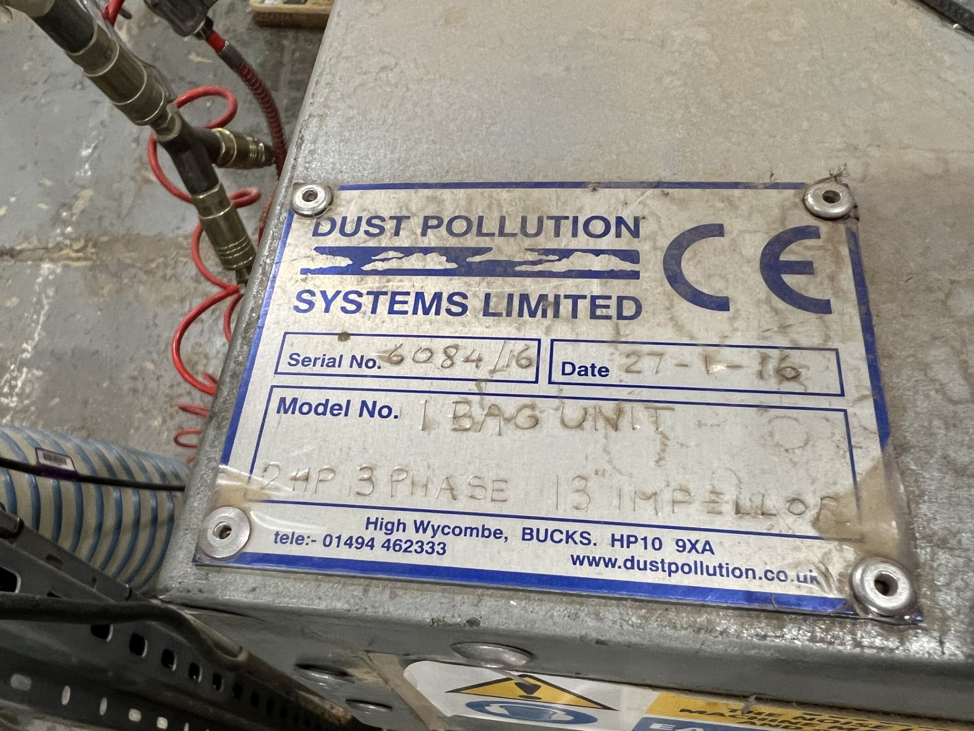 Dust Pollution Systems Lbag Single bag dust collection unit, 400 volts 3 Ph., S/No.6084/16, DOM - Image 3 of 4