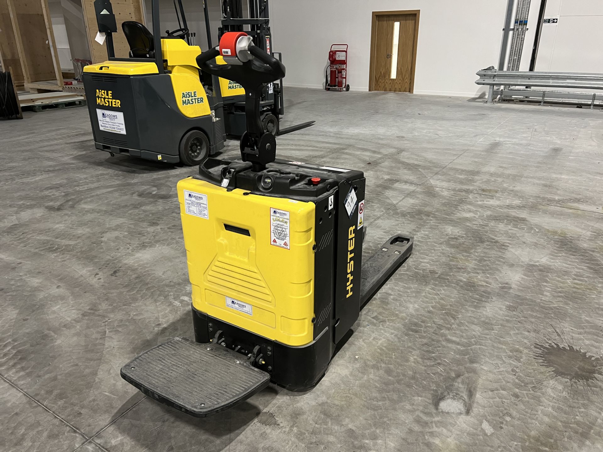 Hyster P2.0SE battery electric ride on low lift pallet truck, S/No. B978T02859V (2021), hours: 9. - Image 3 of 9