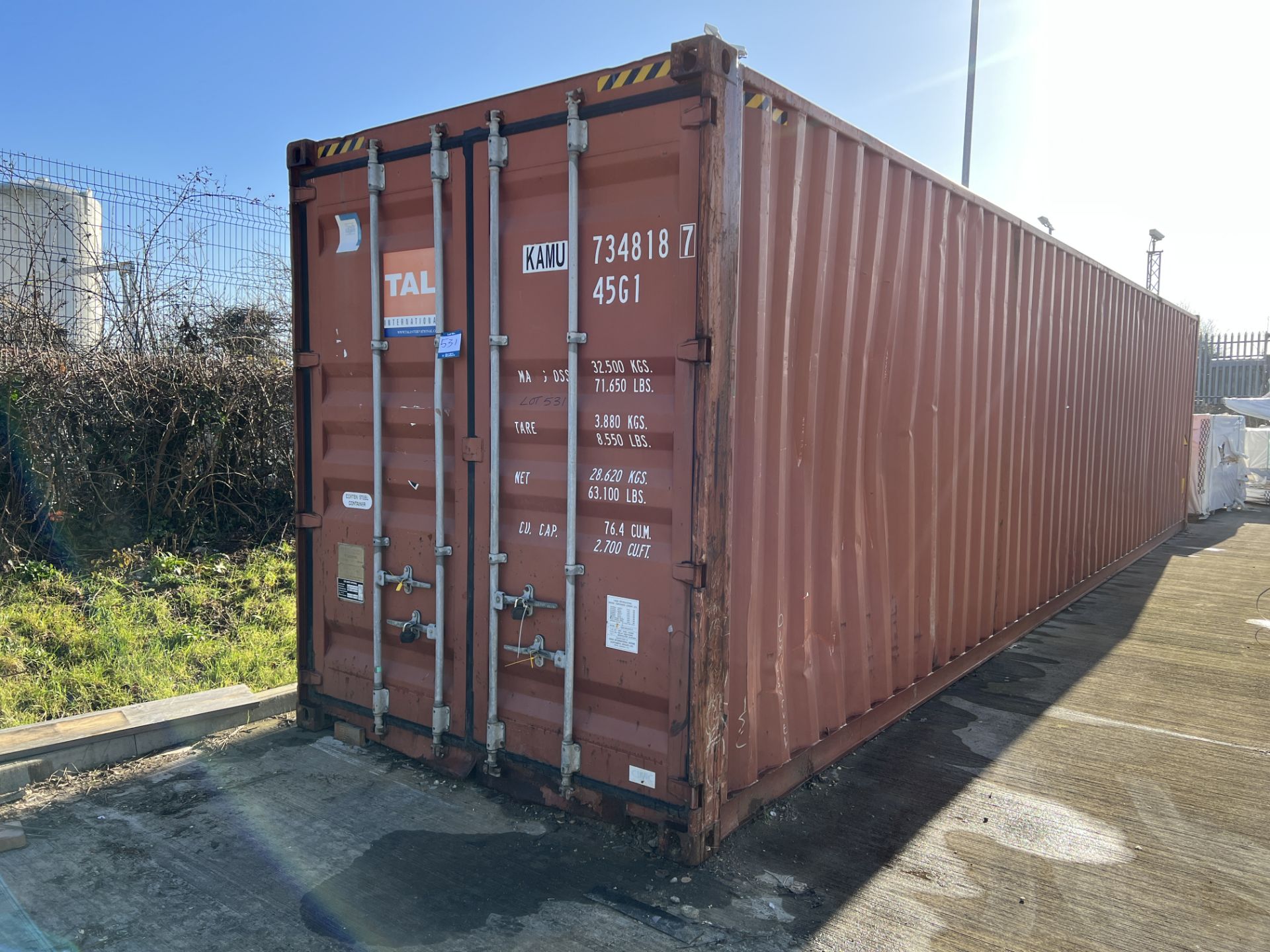 Tai International Container Corp 12m (L) x 2.4m (W) x 2.9 m (H) steel shipping container with double