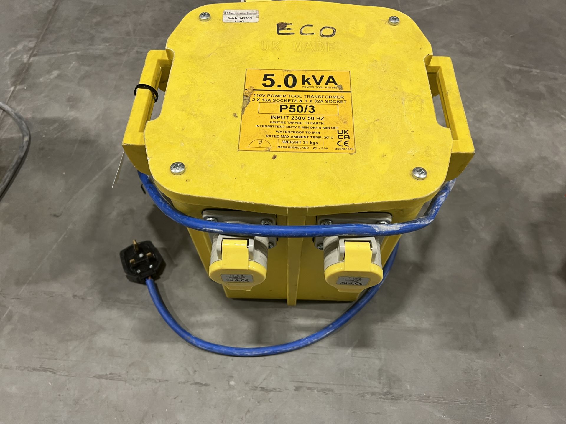 Electro - Wind Ltd P50/3 - 230 volt to 110 volt power tool stepdown transformer duty rated at