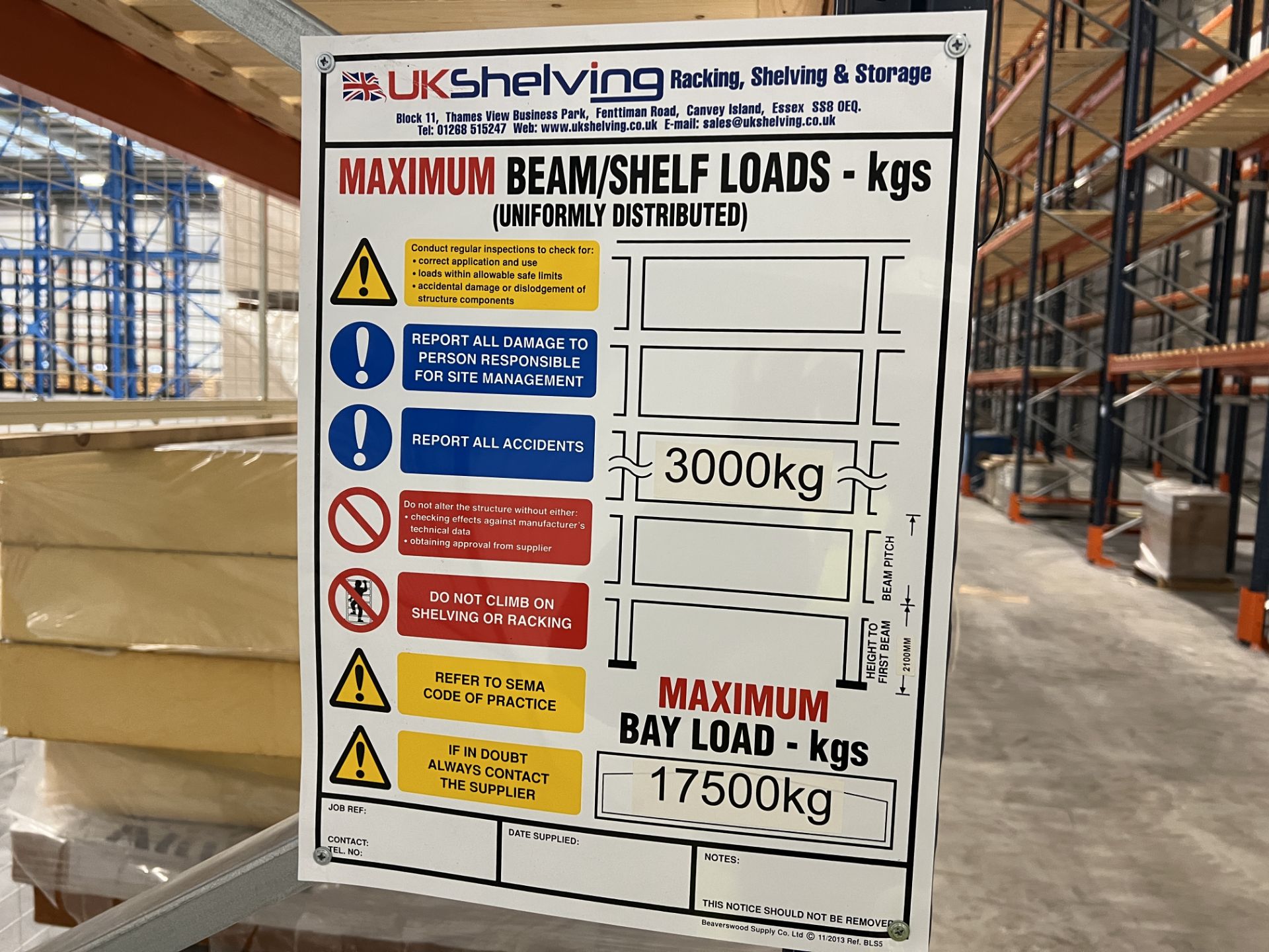 Mecalux M-22P high bay boltless pallet racking (2021), a single run with 13 bays, to include 14 x - Image 11 of 12