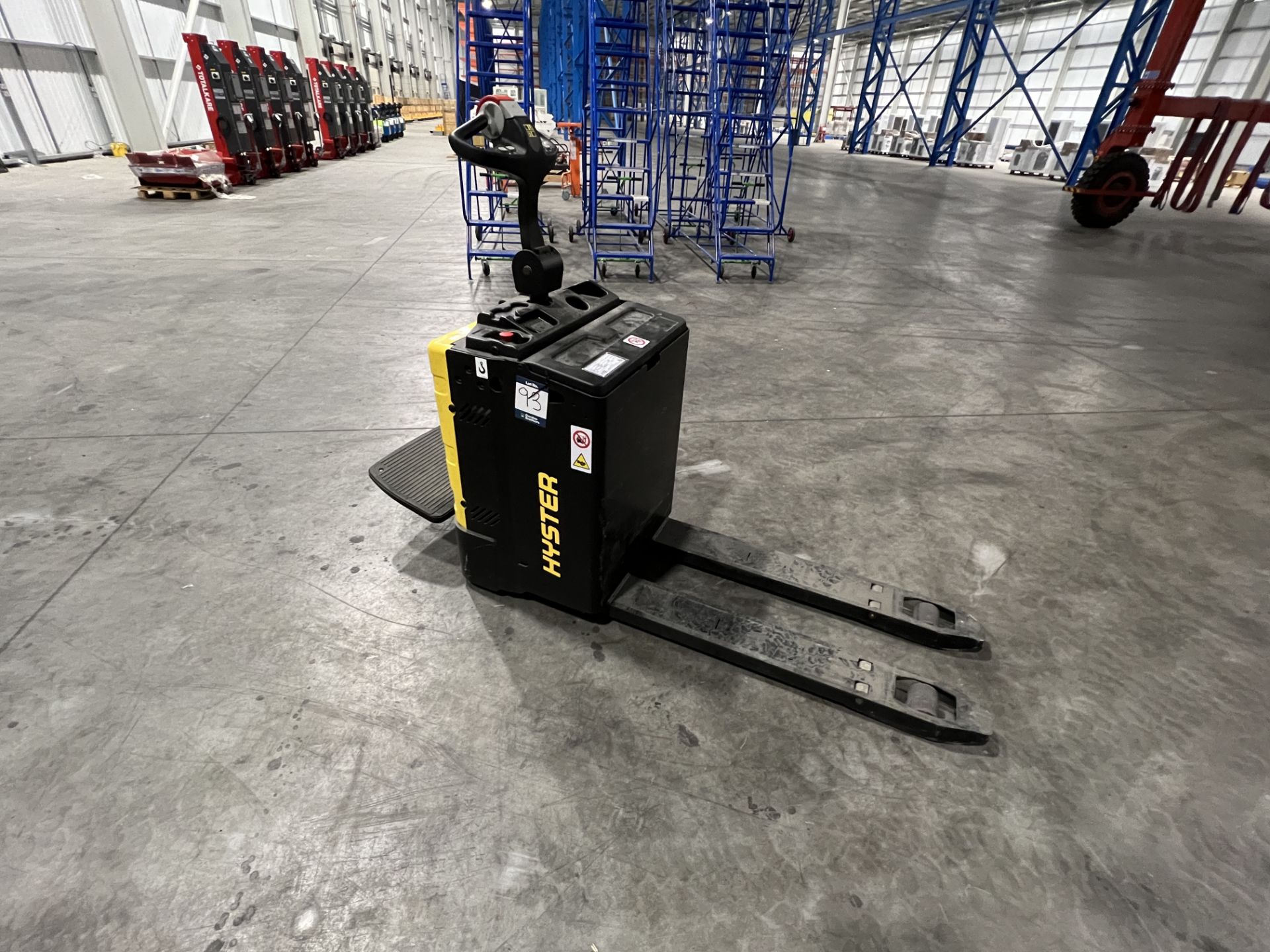 Hyster P2.0SE battery electric ride on low lift pallet truck, S/No. B978T02860V (2021), hours: 9.