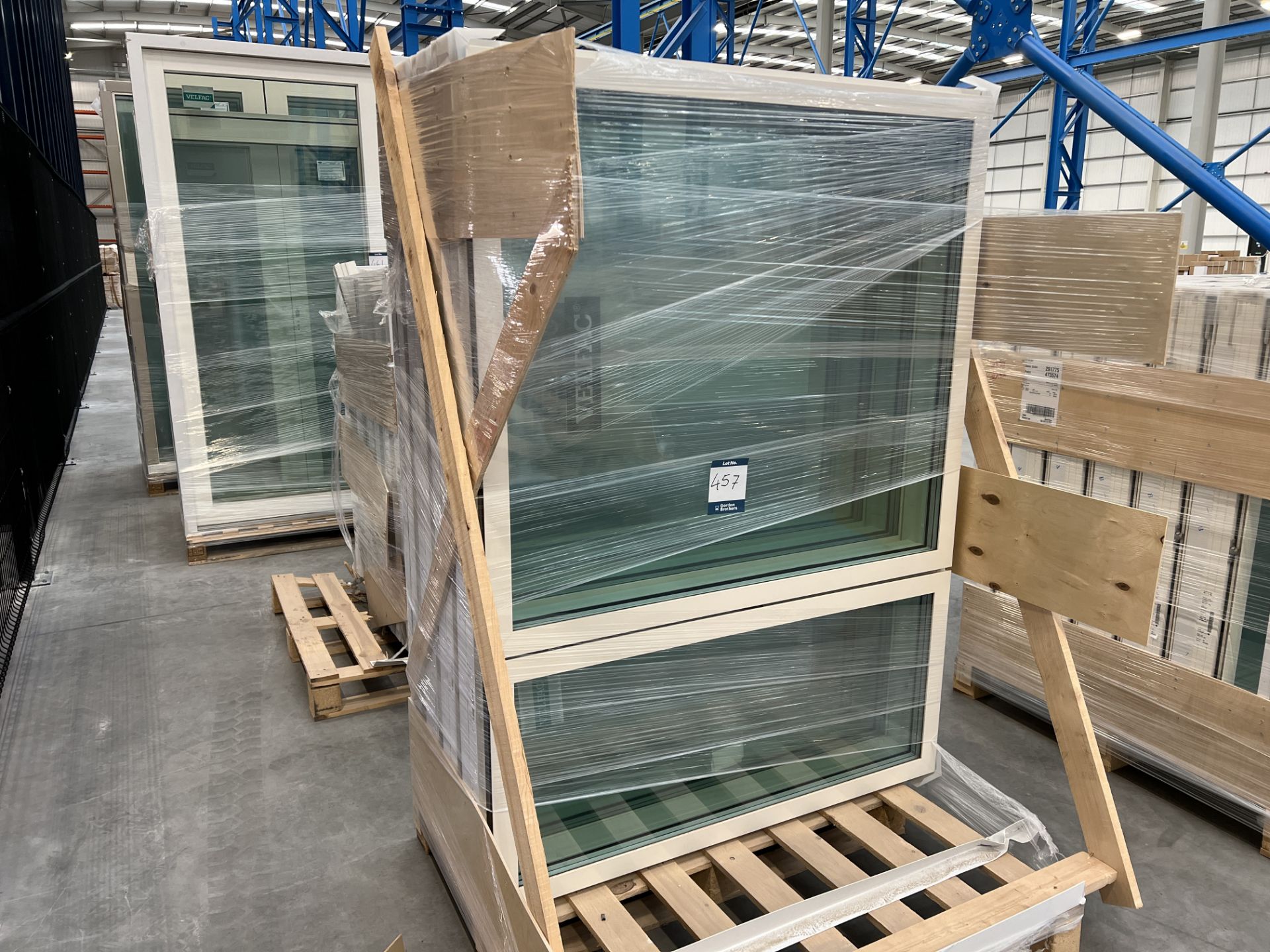 Qty 4 Velfac double glassed window units, size 1790mm (W) x 1300mm (H), as lotted (Unused)