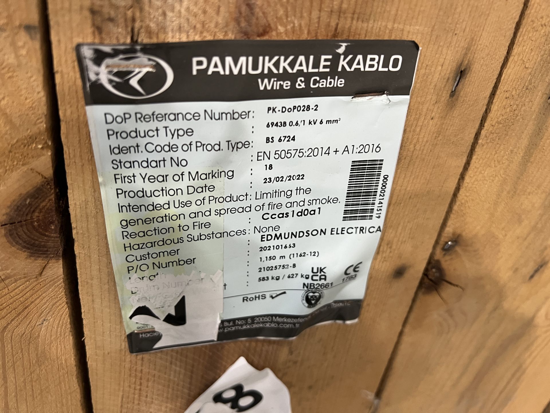 Pamukkale Kablo Wire and Cable type 6943B 0.6/1 KV 6mm² ident BS6724 a part reel of 4 core heavy - Image 3 of 4