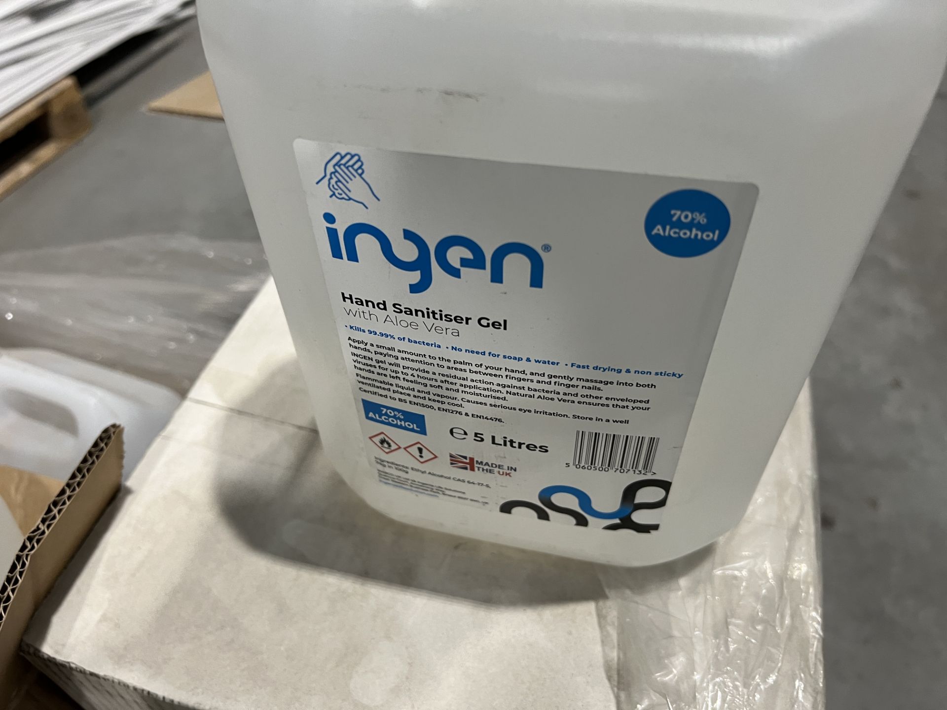 Qty 30 5 Ltr bottles of Ingen hand sanitiser gel, two par boxes of Uniwap clinical surface wipes and - Image 2 of 5