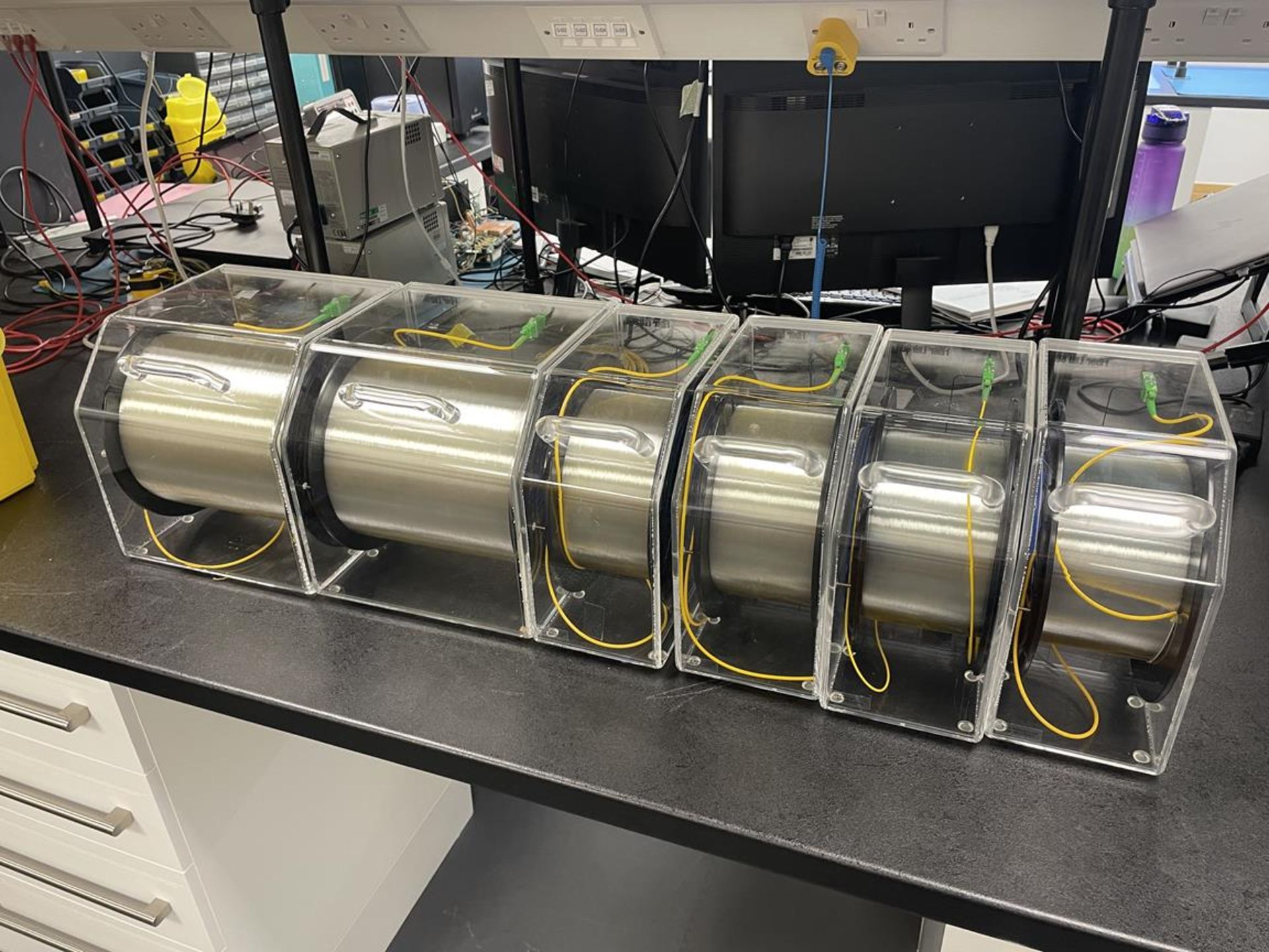 2x Encased Spools of M2 Optrics Fiber Lab 1600 40Km SMF-U with 2x Fiber Lab 800 10Km and 2x 5Km