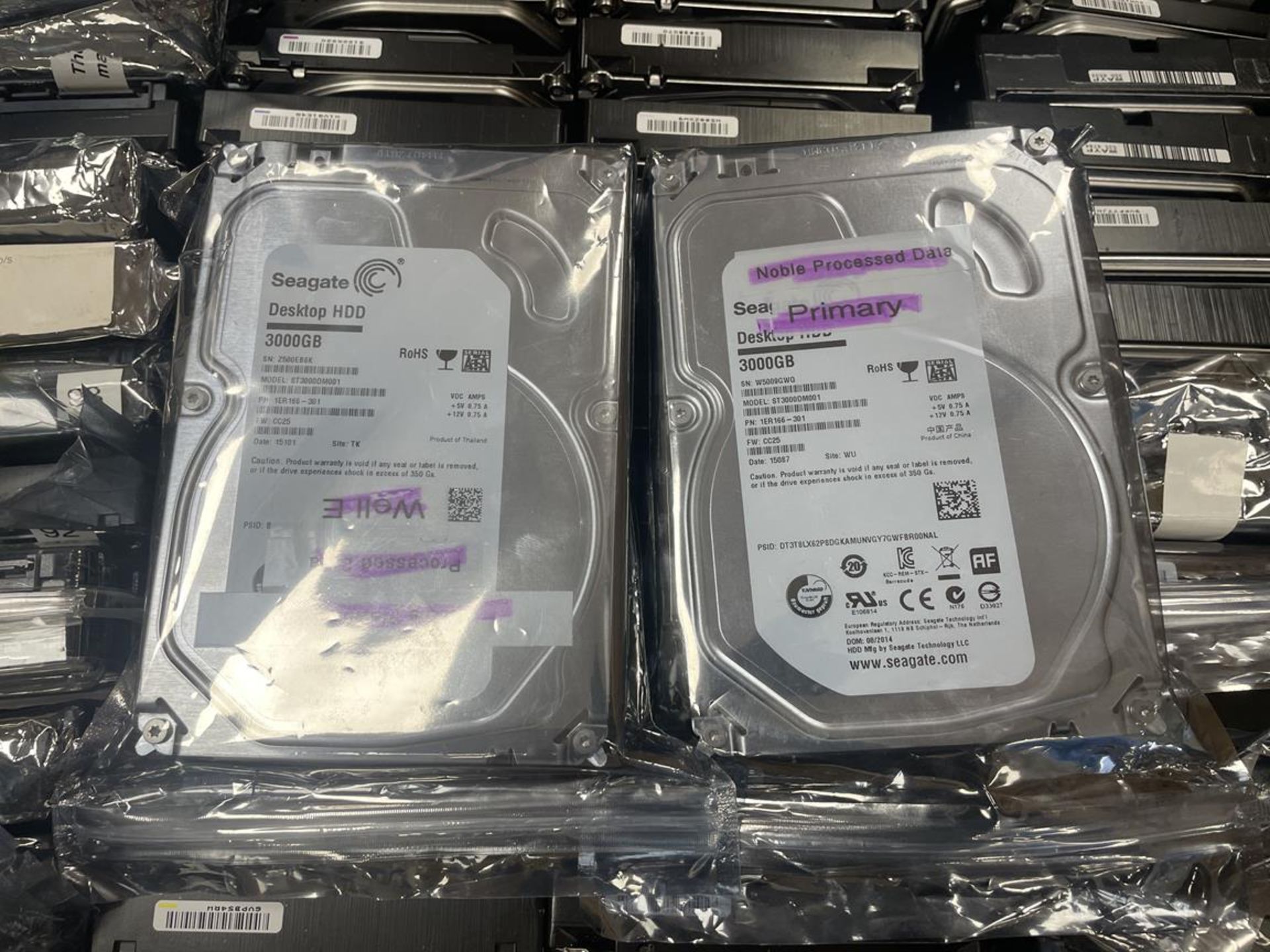100x 3TB Hard Drives, Mainly Seagate (photos are a representative example only)