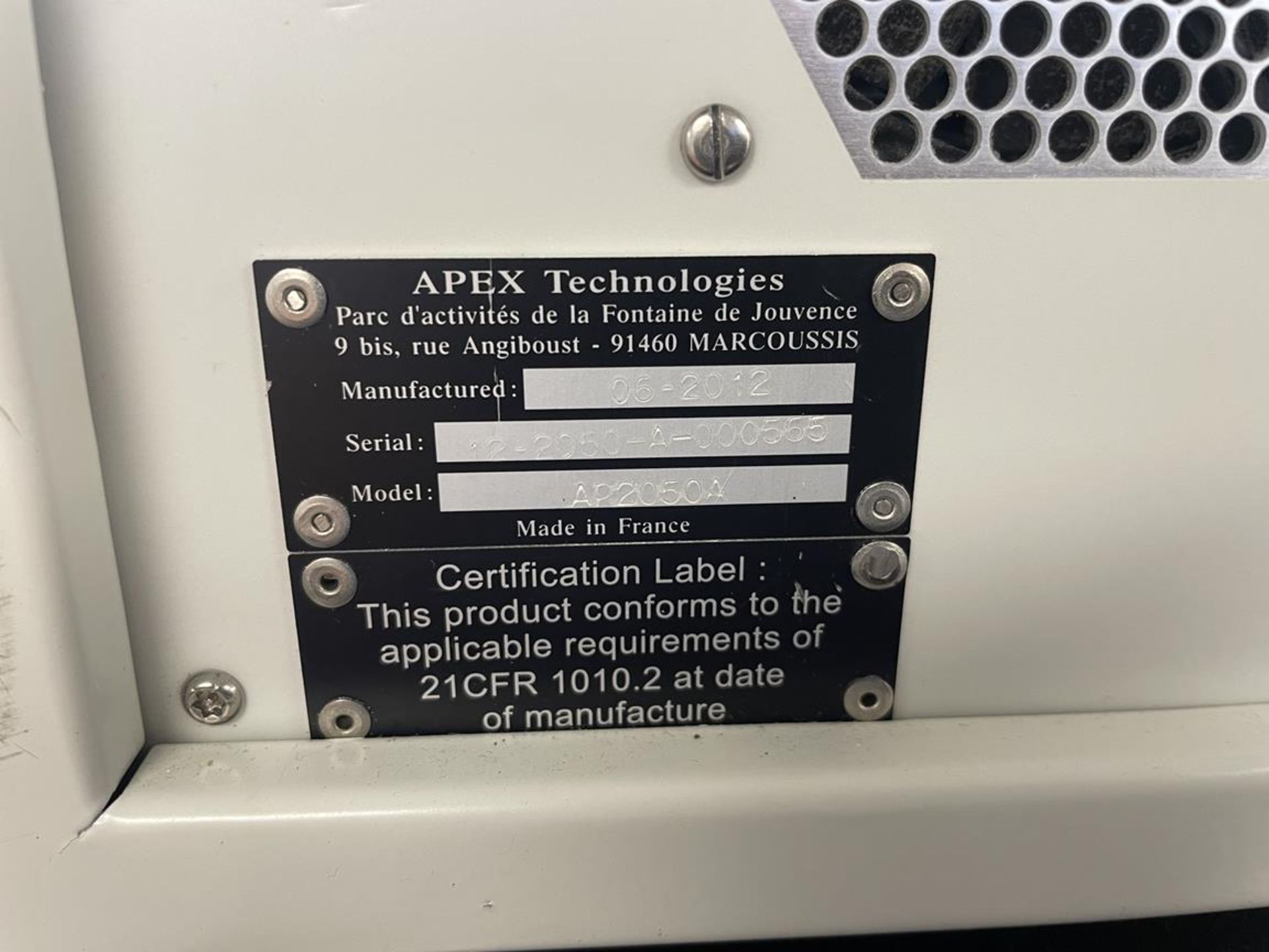 2012 Apex AP2050A Oprical Spectrum Analyzer S/No. 12-250-A-000565 (GB REF#19) - Image 3 of 3