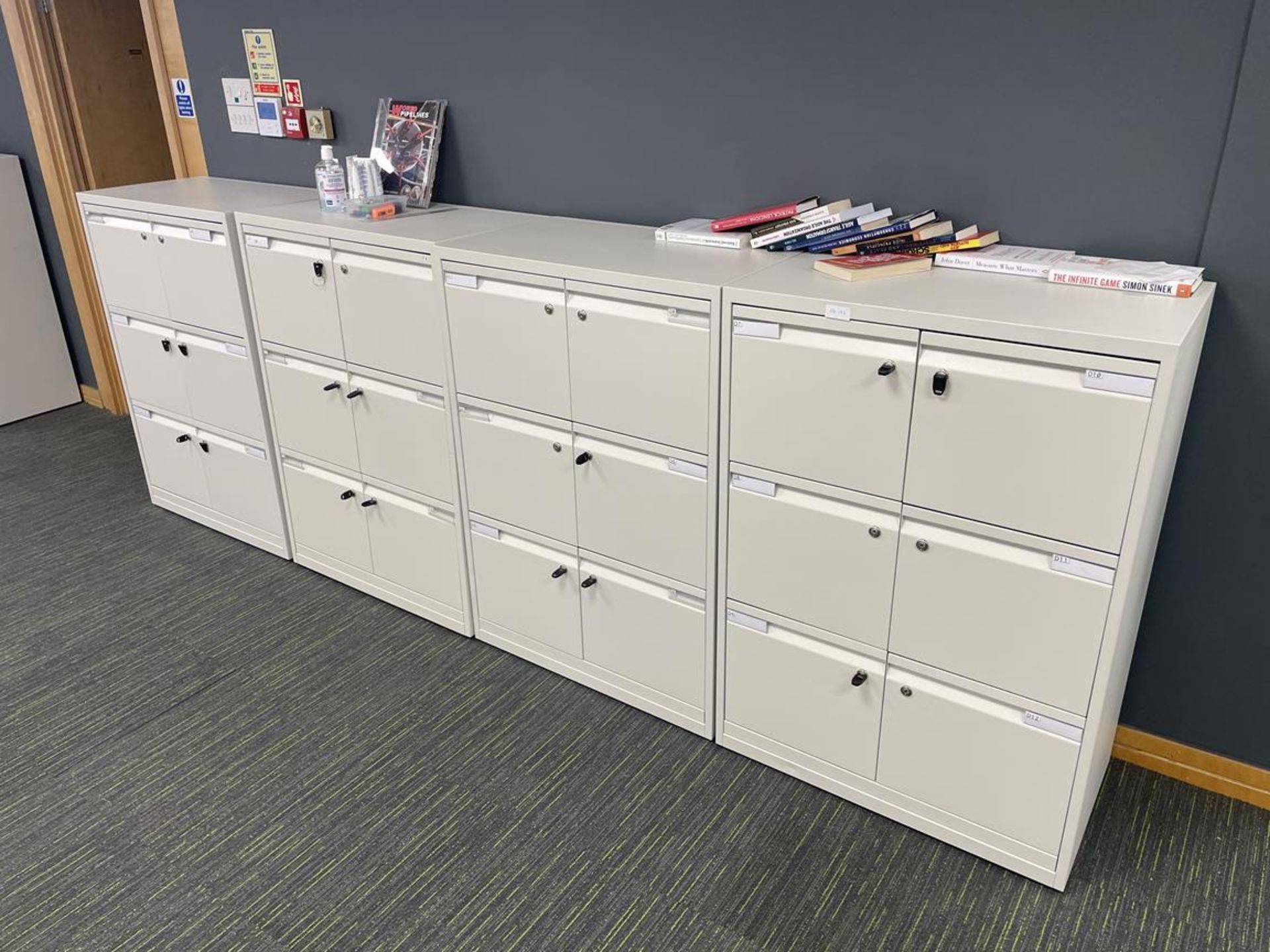 5x Banks of Lockable Steel 6-Drawer Filling Cabinets (GB REF#133)
