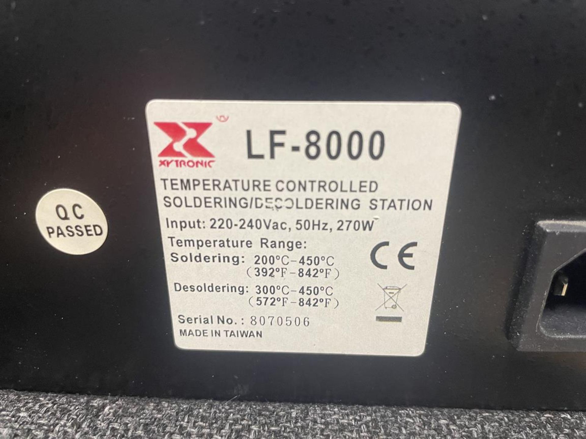LF-8000 Temperature Controlled Soldering/Desoldering Station S/No. 8070506 (GB REF#59) - Image 2 of 2