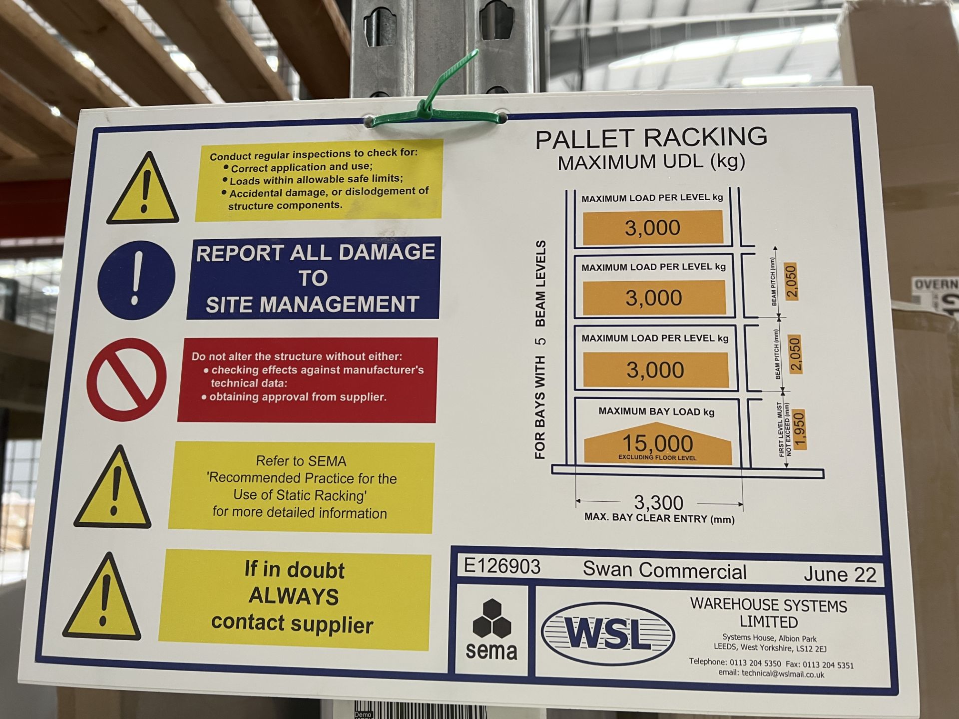 AF, high bay pallet racking consisting 15 bays with 150 x 3.3m x 140mm crossbeams, 17 x 10m x 1.2m - Image 9 of 12