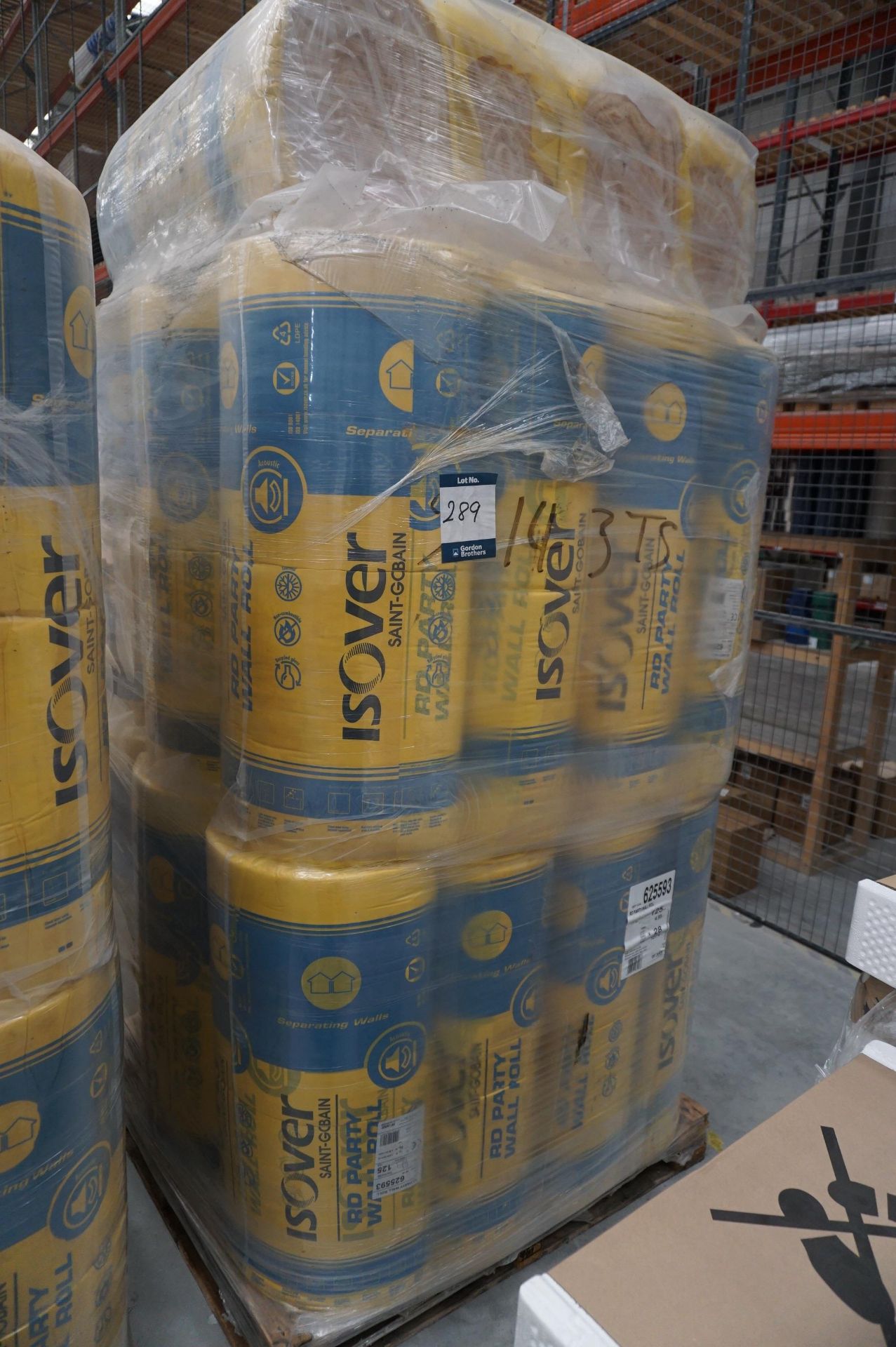 28x (no.) rolls Isover Saint Gobain, RD party wall acoustic insulation, 2x 455mm x 5000mm x 125mm (