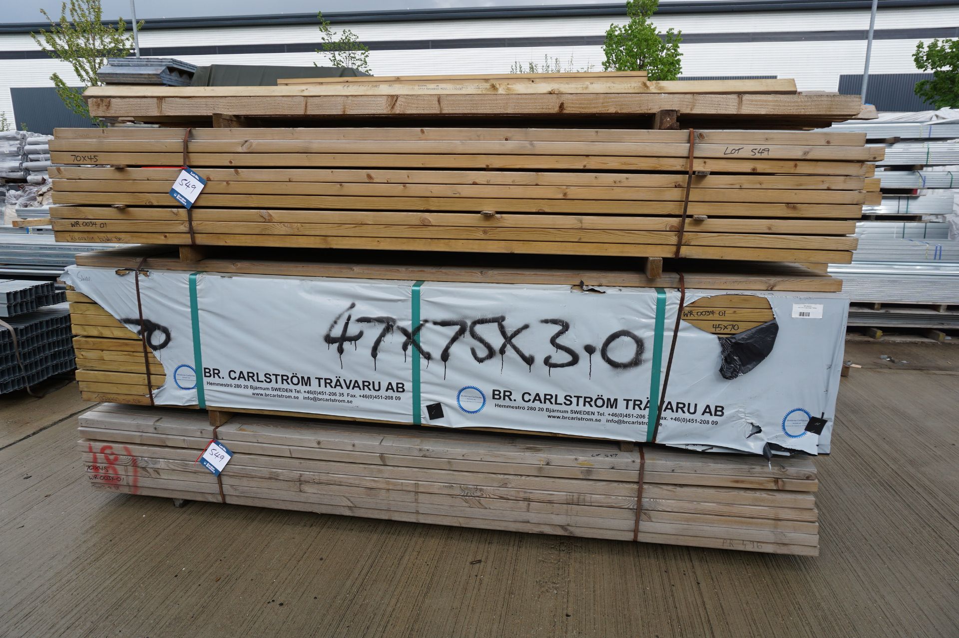 250x (no.) pressure treated timber lengths, 3m x 45mm x 70mm