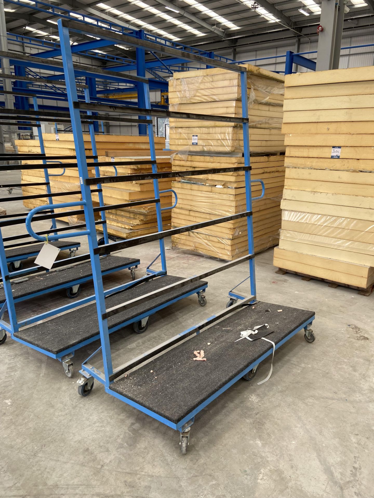 4 x Steely mobile panel rack with carpeted base SWL 500kg, previously used for glass - Image 2 of 5