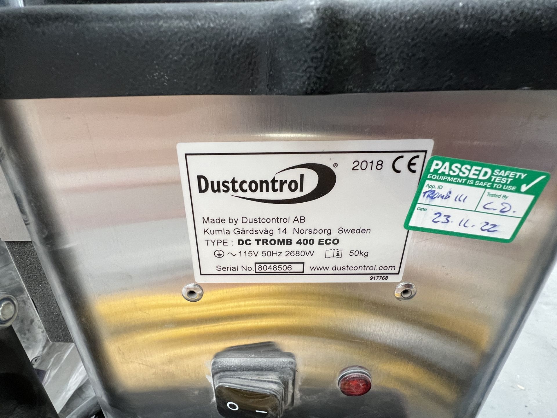 Dustcontrol, Tromb 400 Eco dust extractor, 400m³/h, 110v, 2680 watts, Serial No. 8048506 (DOM: 2018) - Image 5 of 5