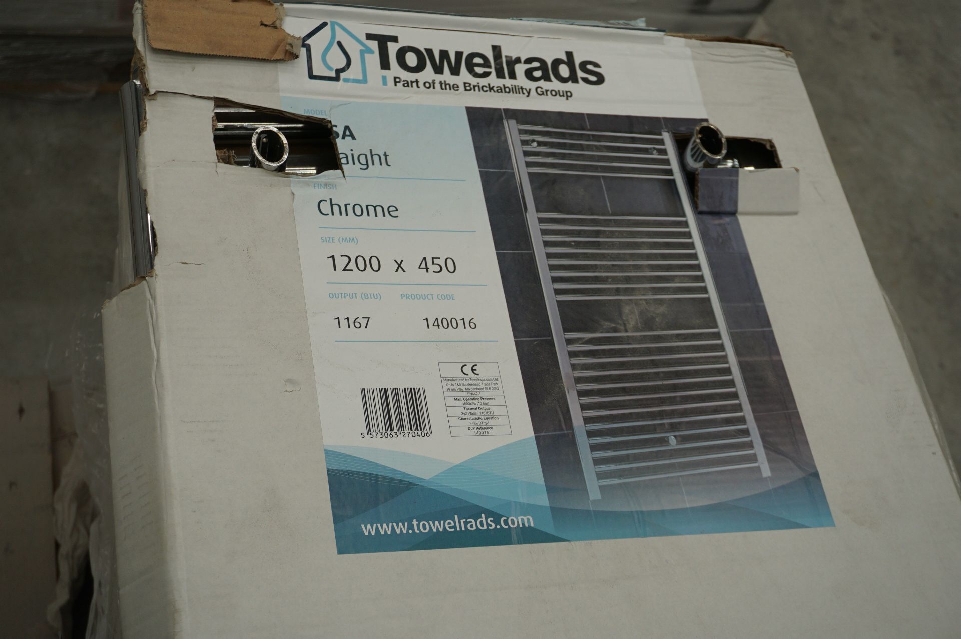 9x (no.) Towelrads, Pisa straight 1200 x 450mm chrome bathroom radiators - Image 3 of 4