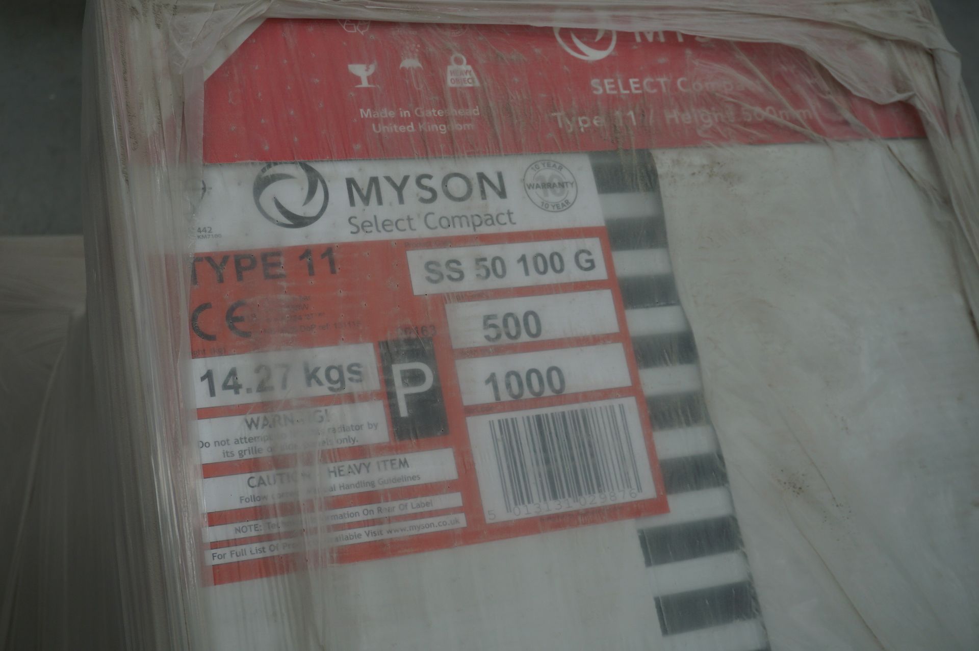 8x (no.) Myson, Select compact SS50 100G Type 11, 500 x 1100mm single white radiator - Image 3 of 4