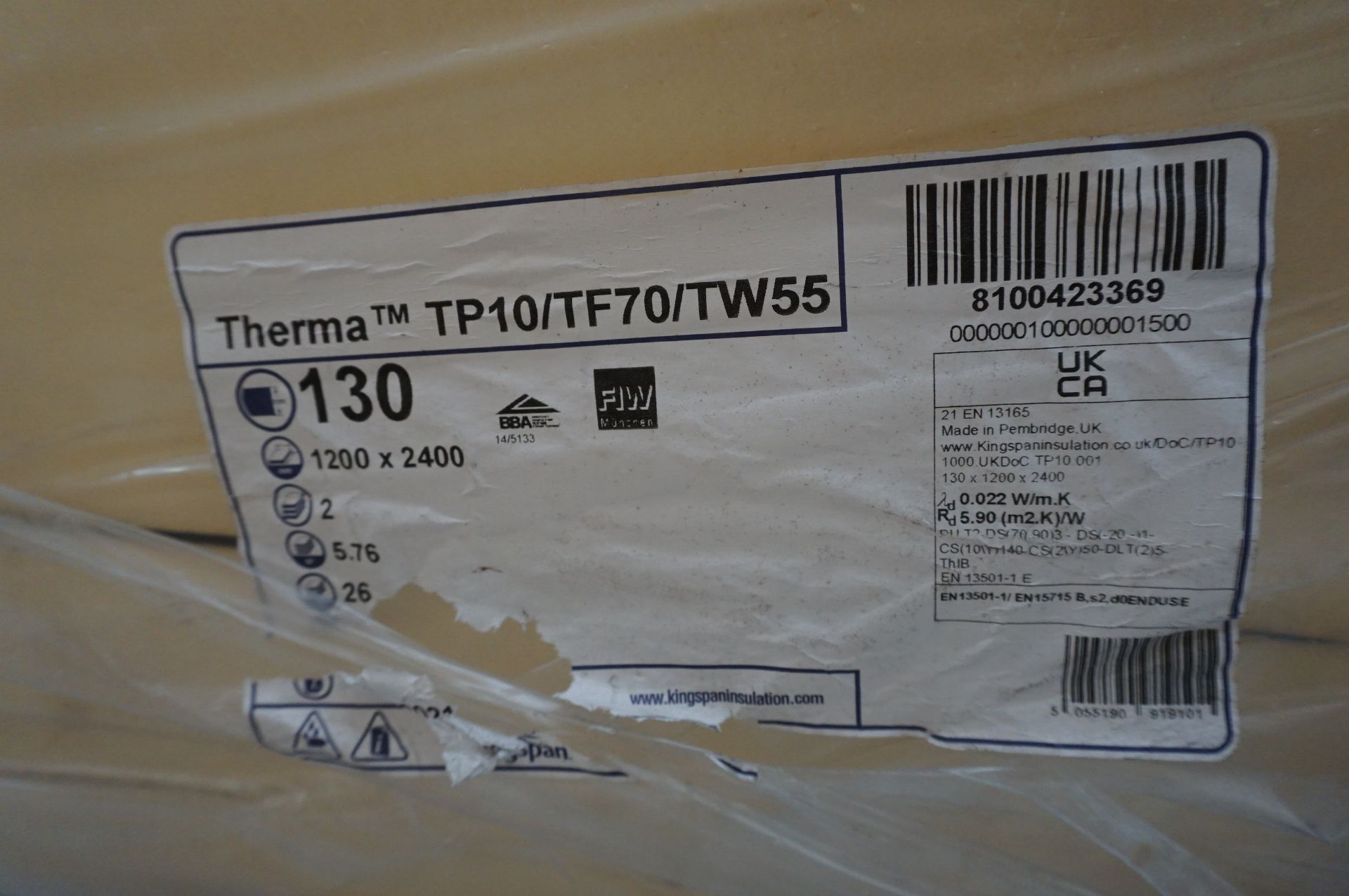 28x (no.) Kingspan, Therma TP10 insulation boards, 1200 x 2400 x 130mm - Image 5 of 6