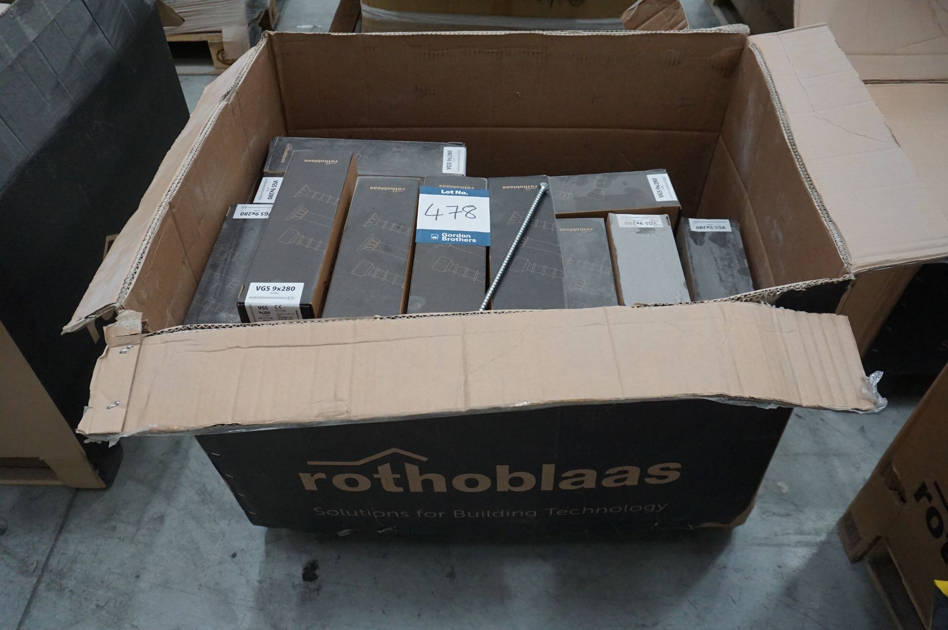 1x (no.) pallet box of Rothoblaas screws to include VGS 9 x 280mm self tapping wood screws qty 1500