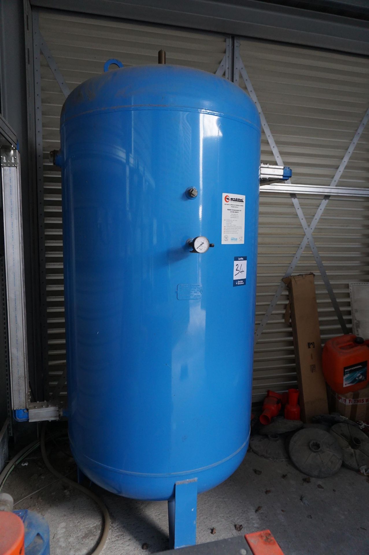 SICC, 1500/12784V, 1500L vertical welded air receiver tank, 11.5 bar max. working pressure, Serial - Image 2 of 7