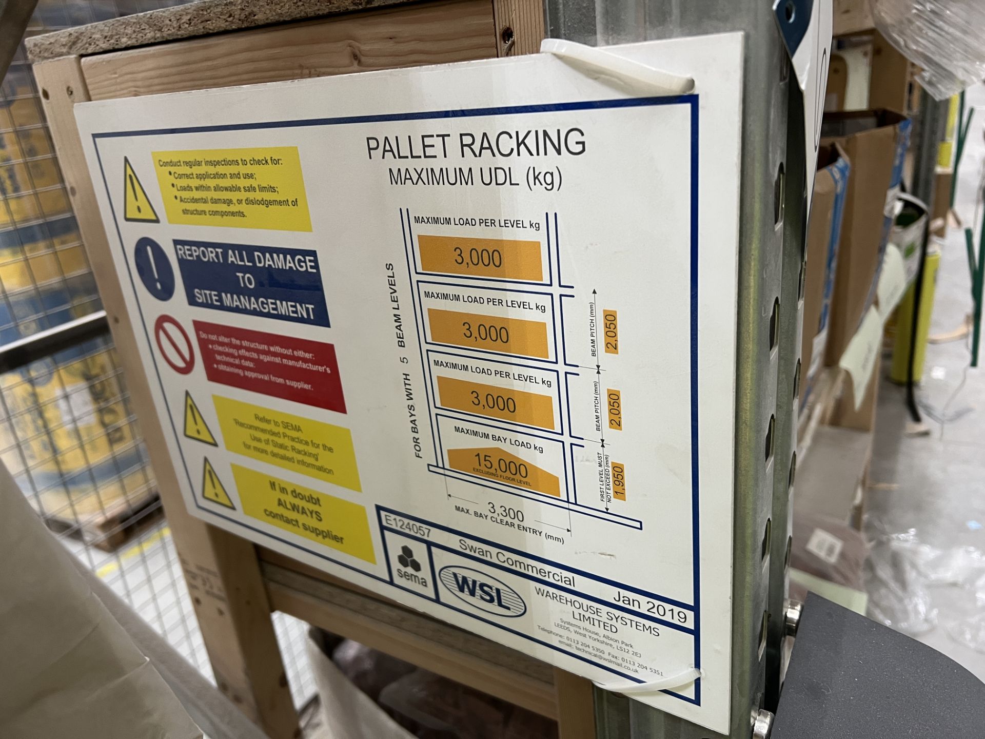 AF, high bay pallet racking consisting 15 bays with 150 x 3.3m x 140mm crossbeams, 17 x 10m x 1.2m - Image 10 of 12