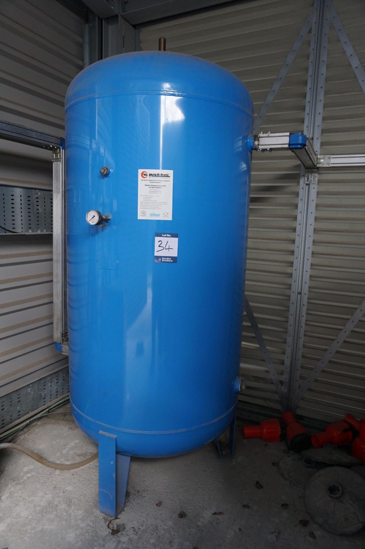 SICC, 1500/12784V, 1500L vertical welded air receiver tank, 11.5 bar max. working pressure, Serial