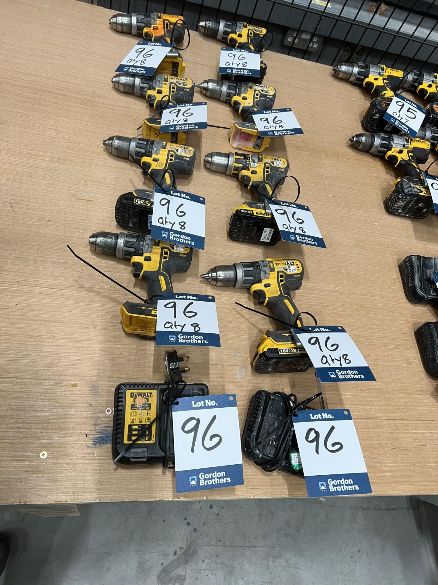 8x (no.) DeWalt, DCD796 18v battery hammer drills with 4x batteries, 2AH and 2 DCB 113 chargers