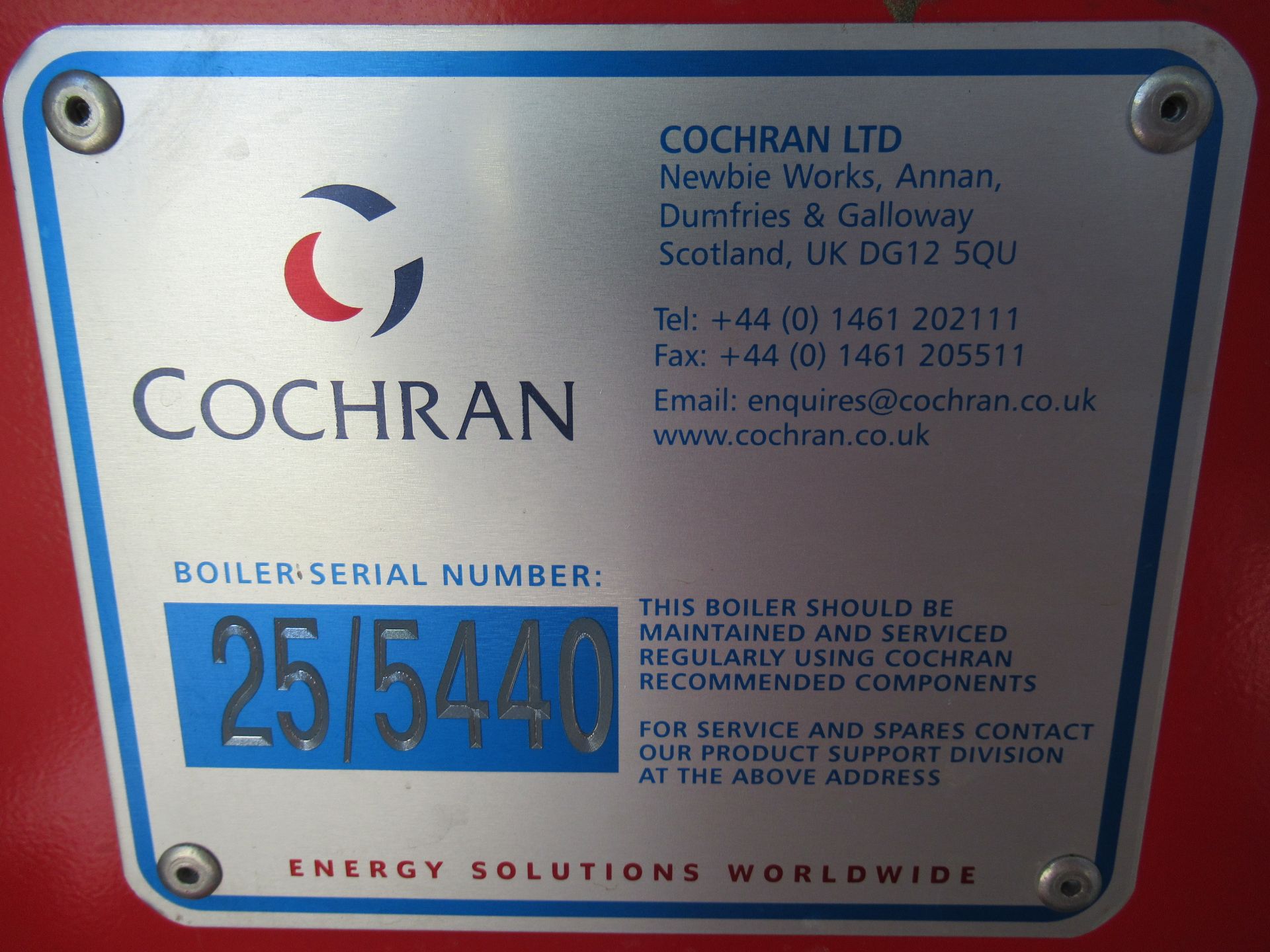 Cochran steam boiler Serial no: 25/5440 with MK3 modulating burner configured for natural gas Serial - Image 7 of 27