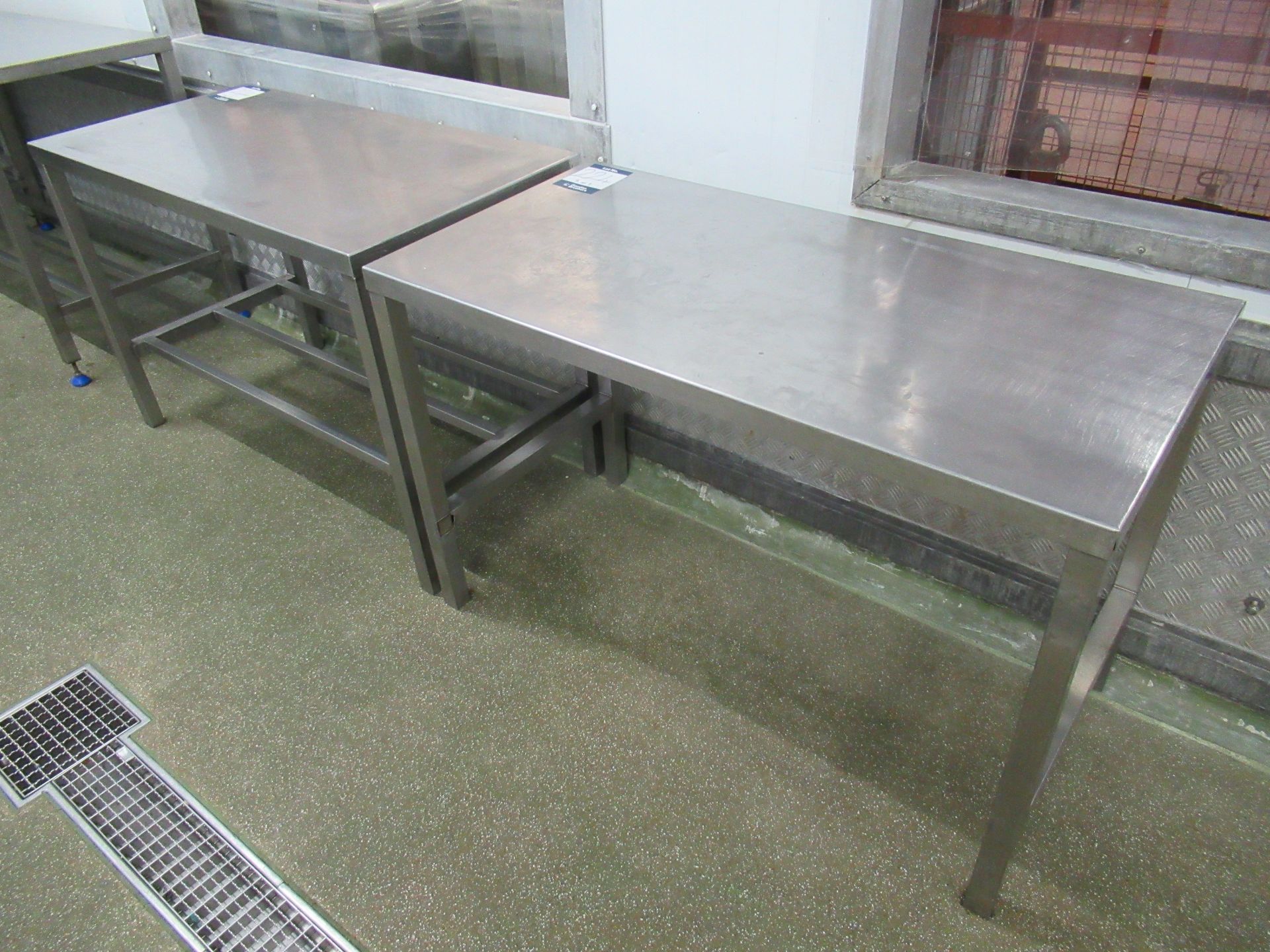 3 Stainless steel tables with 1200 x 600mm work surface