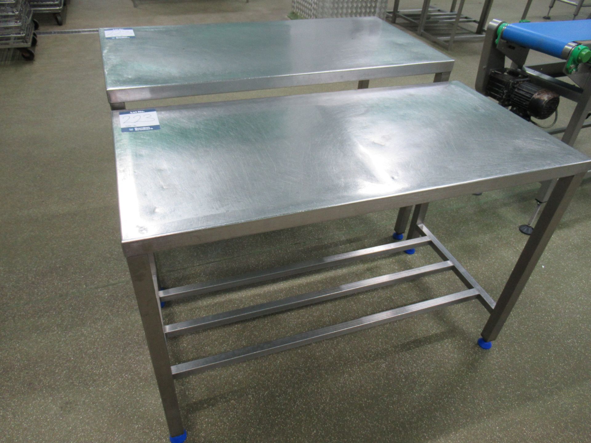2 Stainless steel tables with 1200 x 600mm work surface