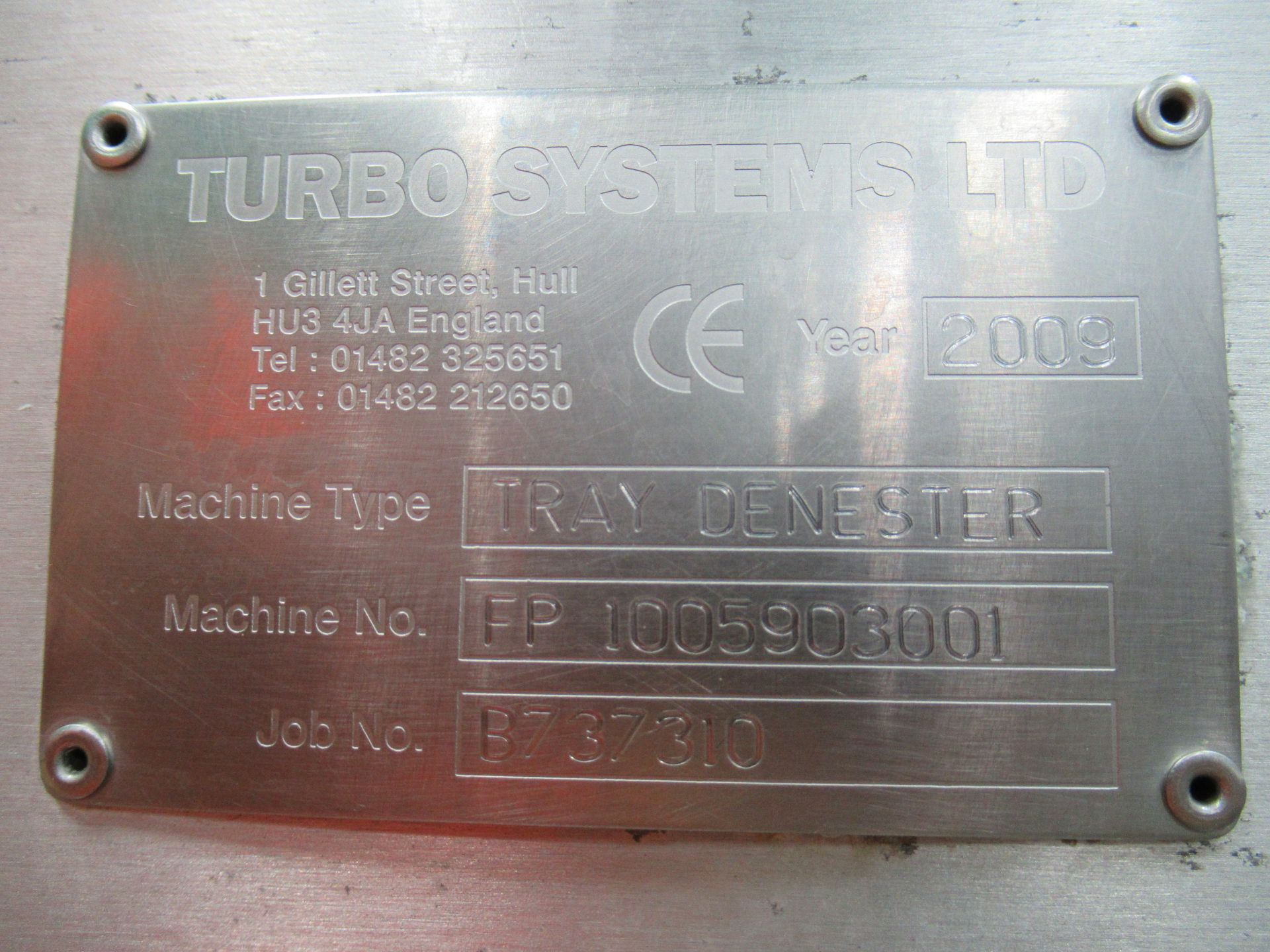 Turbo Systems tray denester. Serial no: FP1005903001 (2009) 2 row feeder with E150 keypad (Part of - Image 9 of 10