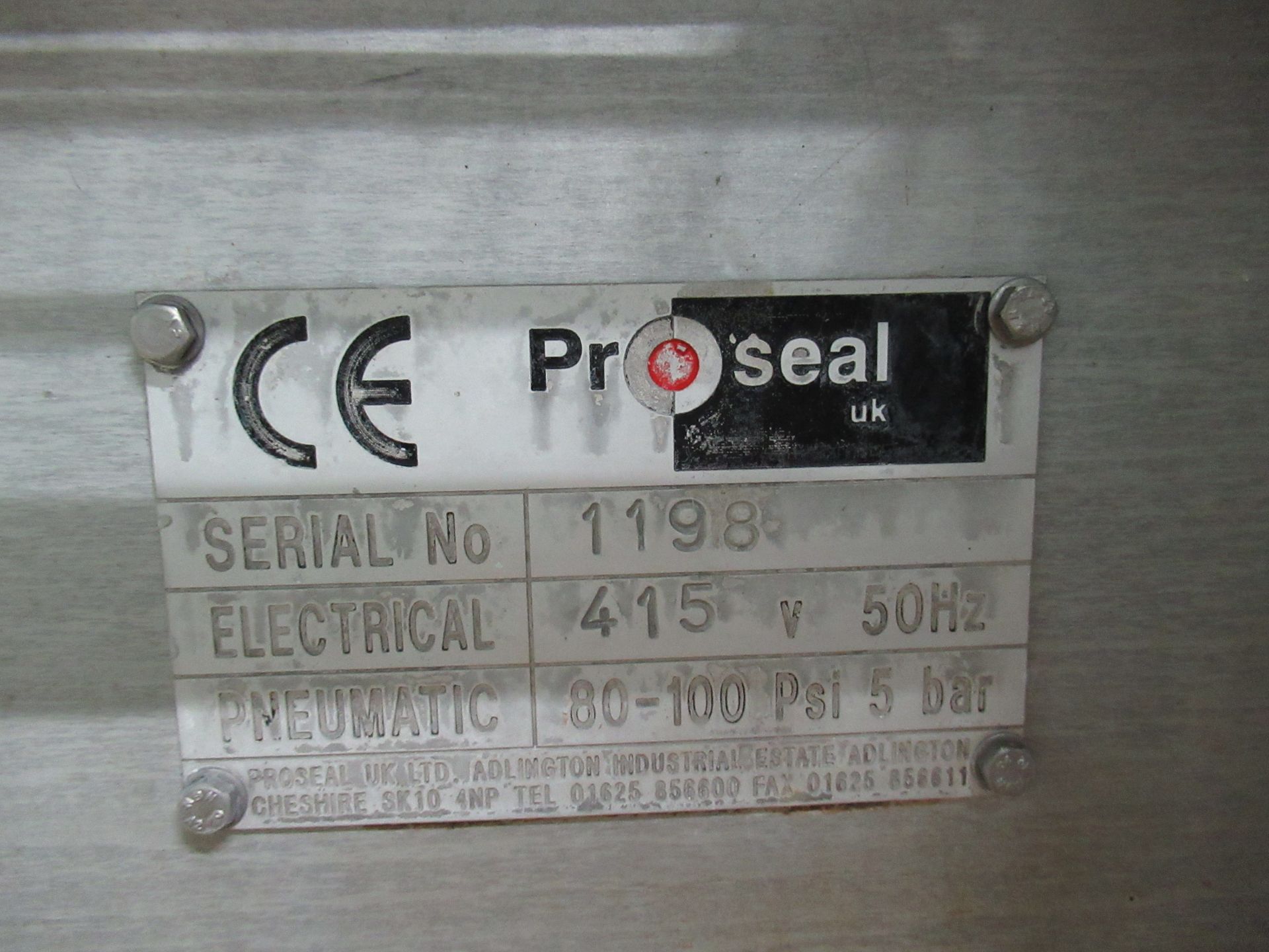 Proseal Fastpack F45 automatic inline tray sealer. Serial no: 1198 pneumatic and servo actuation - Image 8 of 9