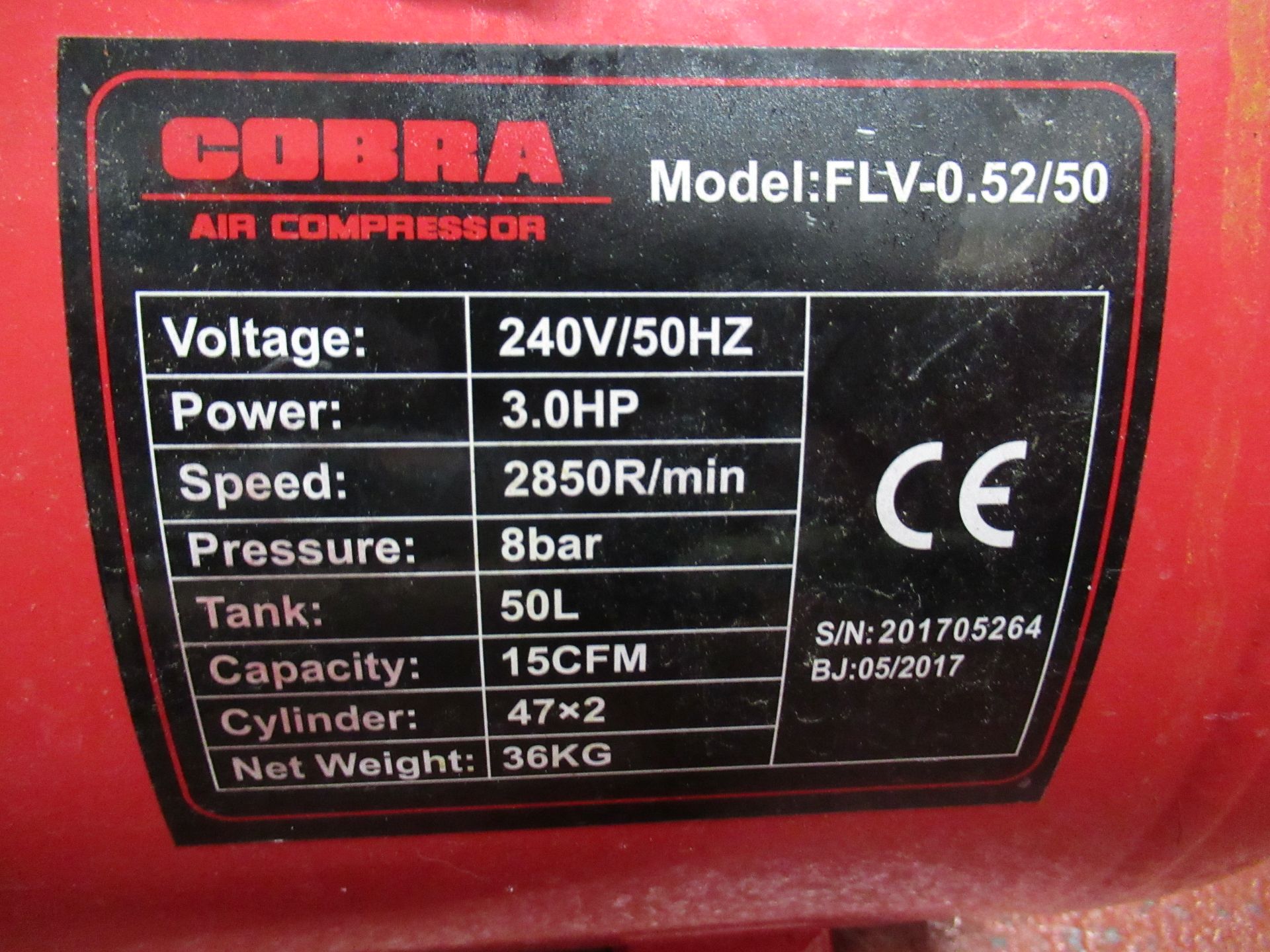 Cobra FLV-0.52/50 mobile receiver mounted air compressor Serial no: 201705264, pressure 8bar, - Image 3 of 4