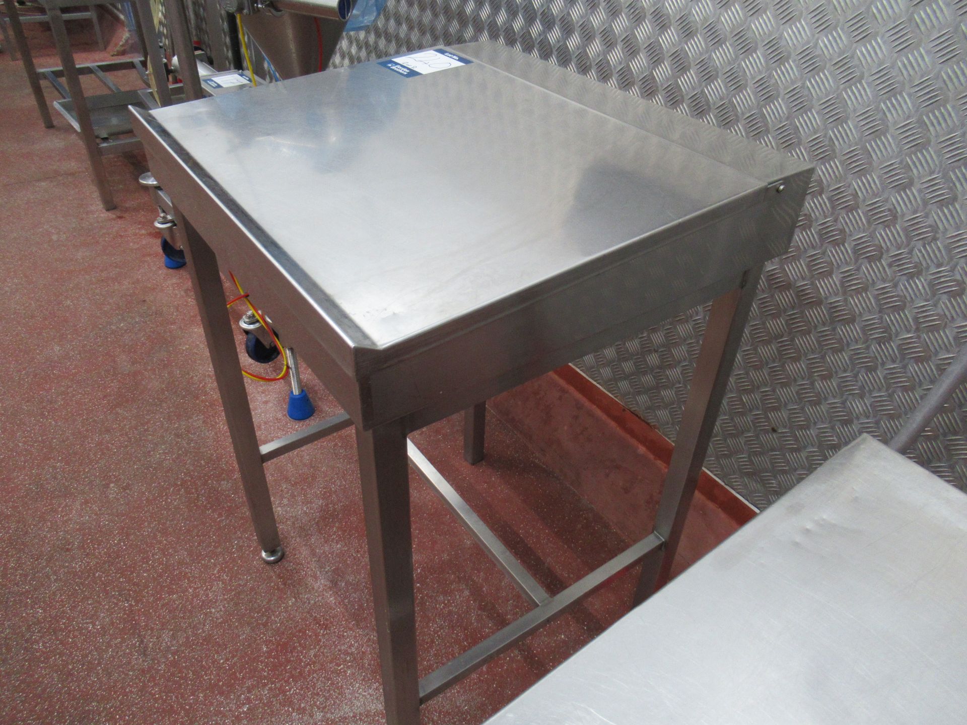 2 Stainless steel desks with lift up 700 x 640mm top, 1000mm height to top - Image 2 of 7