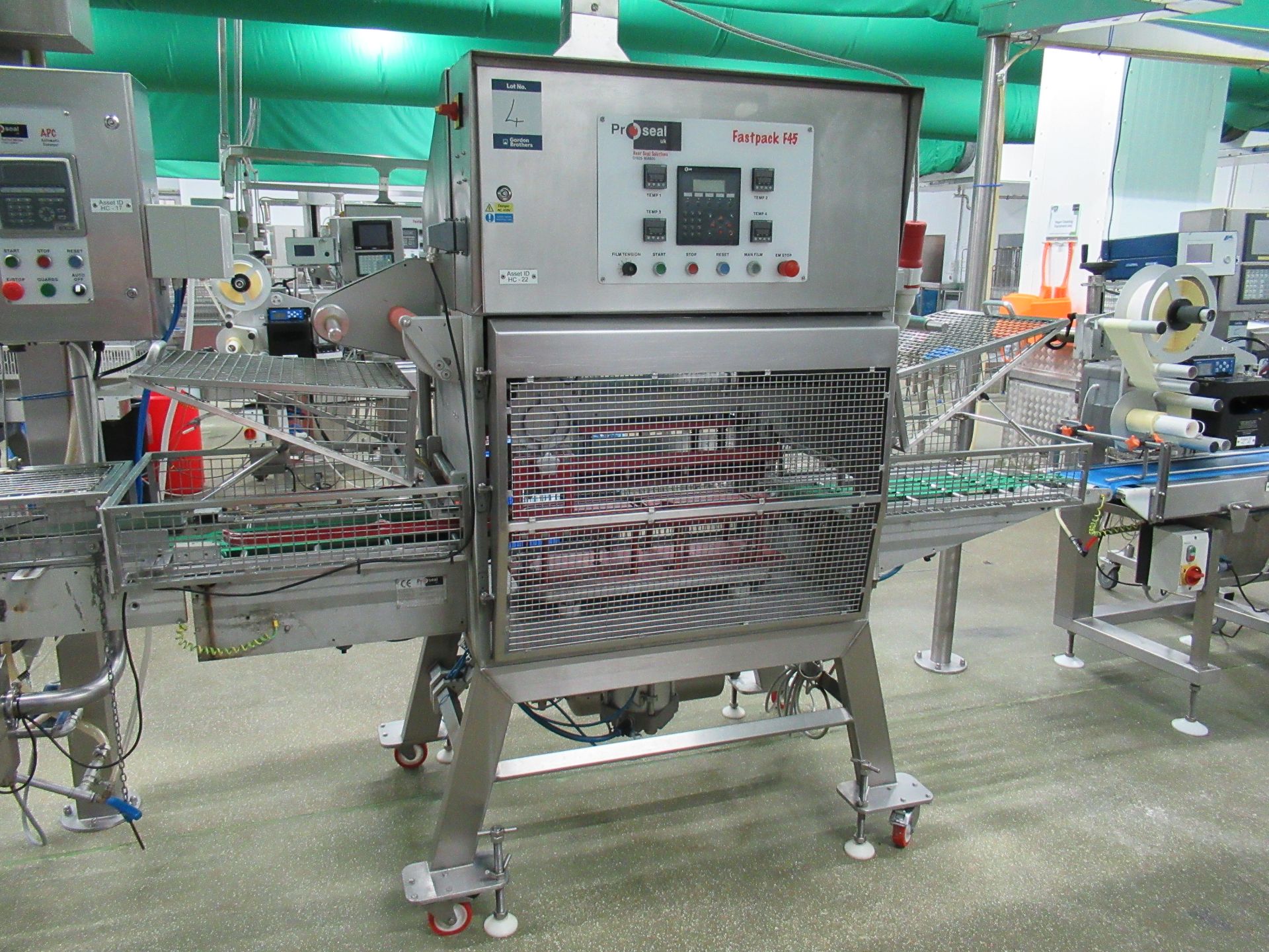 Proseal Fastpack F45 automatic inline tray sealer. Serial no: 1198 pneumatic and servo actuation