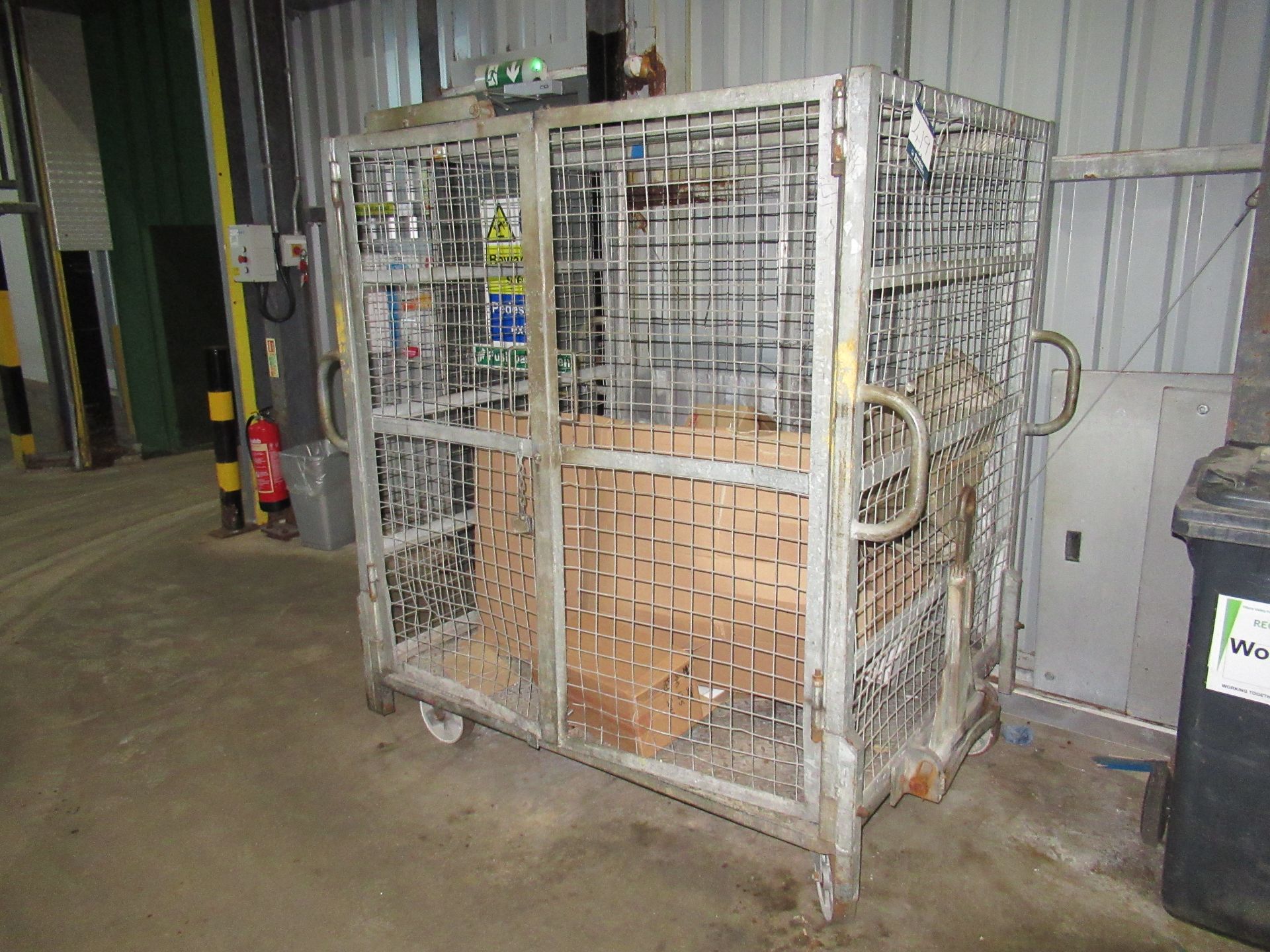 2 Barret mobile open top cages, galvanised steel 1200mm wide x 1500mm long x 1500mm high with draw