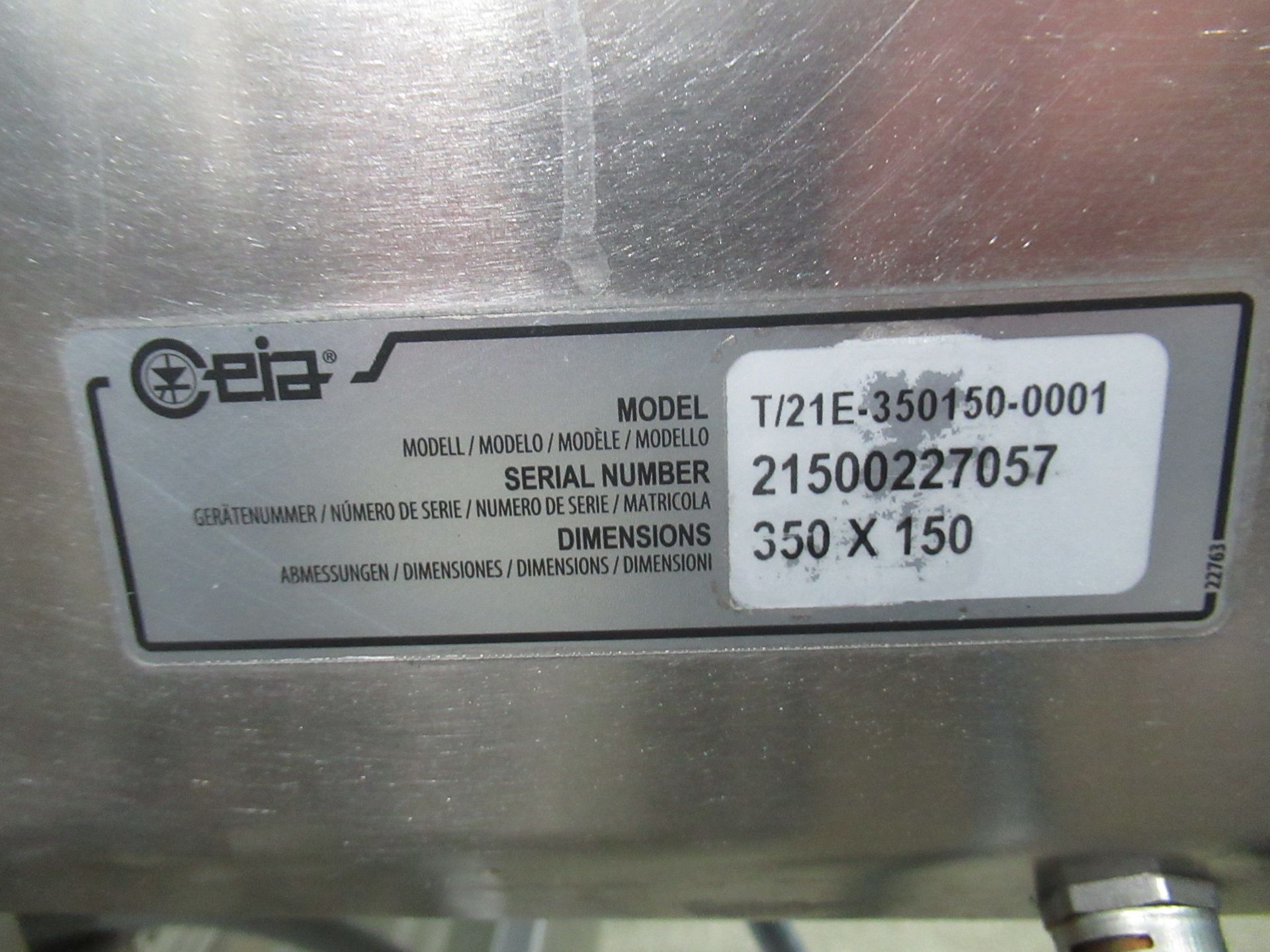 Ceia THS through feed twin head metal detector with T/21E-350150-0001 head Serial no: 21500227057 ( - Image 4 of 10
