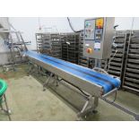 GEI Turbo Icon stainless steel framed belt conveyor. Serial no: 119906 (1999), 4m long x 350mm wide