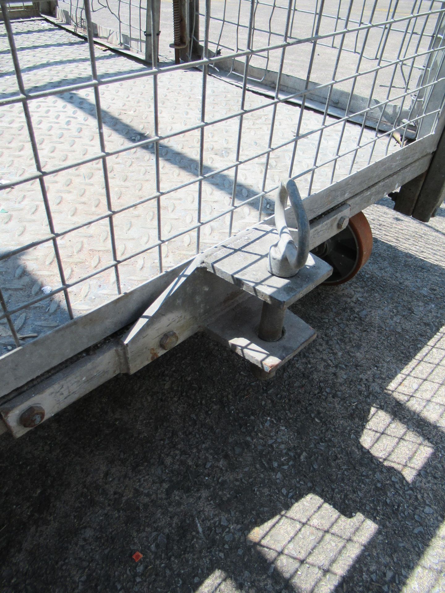 2 Barret mobile open top cages, galvanised steel 1200mm wide x 1500mm long x 1500mm high with draw - Image 9 of 12