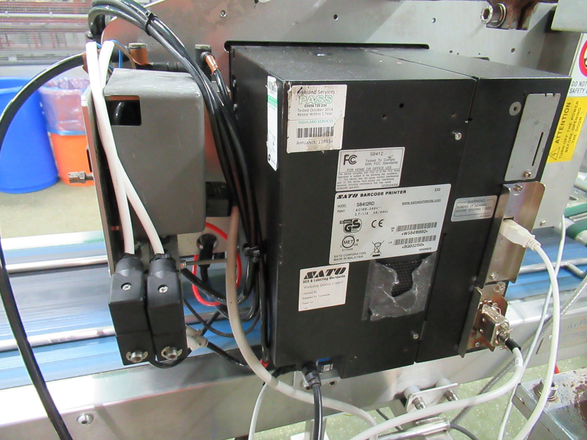 Altech Alcode label applicator with Sato S8412RD label printer Serial no: 9G032150 mounted on - Image 7 of 12