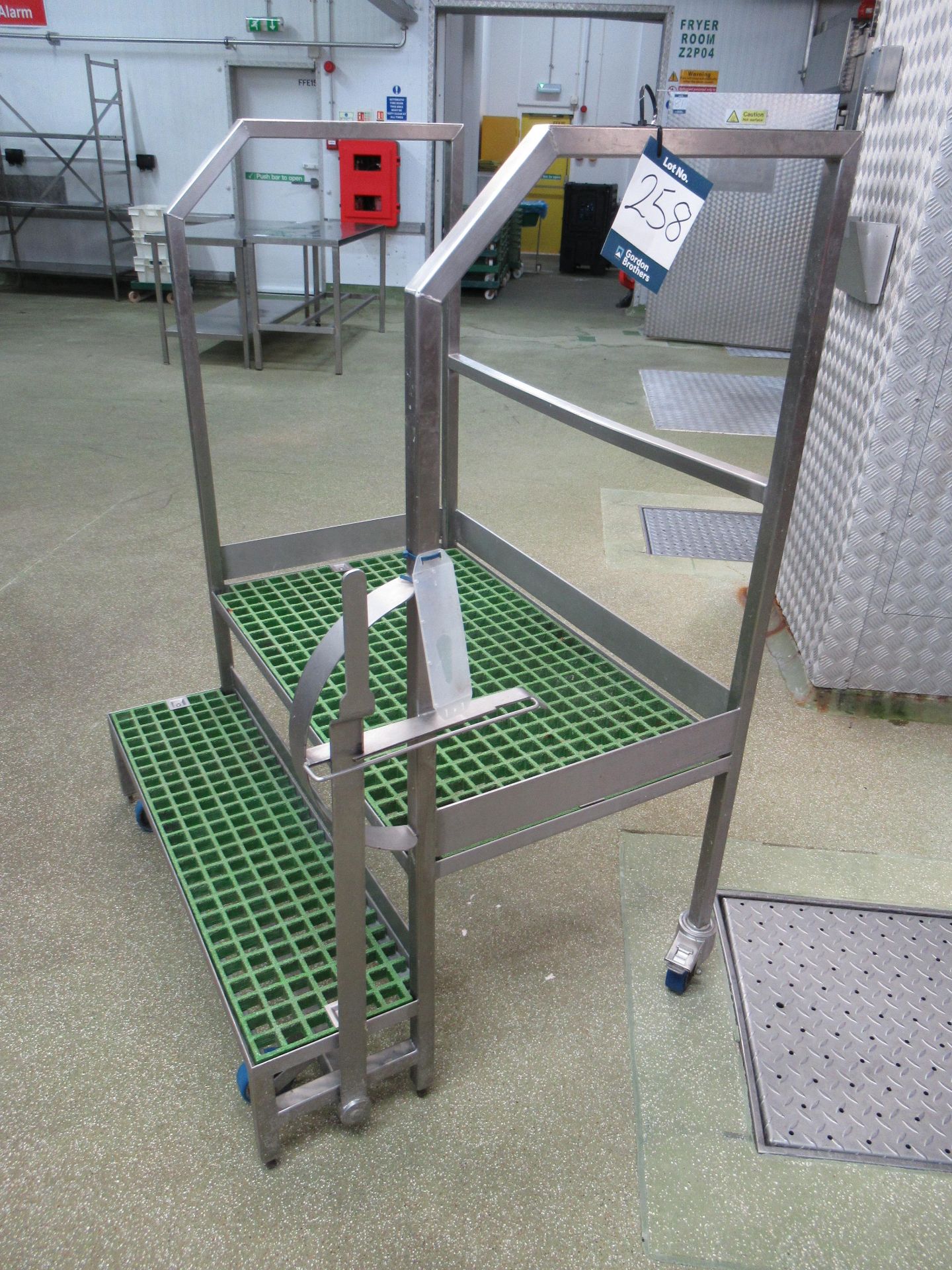 Stainless steel mobile platform safety steps, 2 tread including platform, platform height 500mm