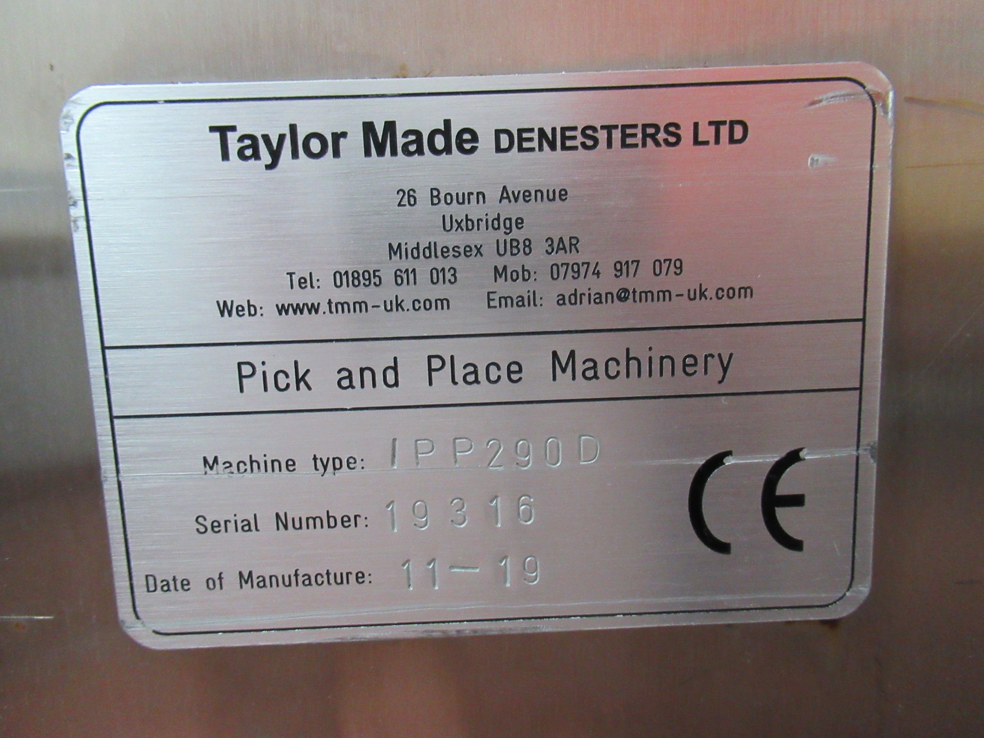 Taylor Made Denesters IPP290D lid denester and placer. Serial no: 19316 (2019) - Image 6 of 7