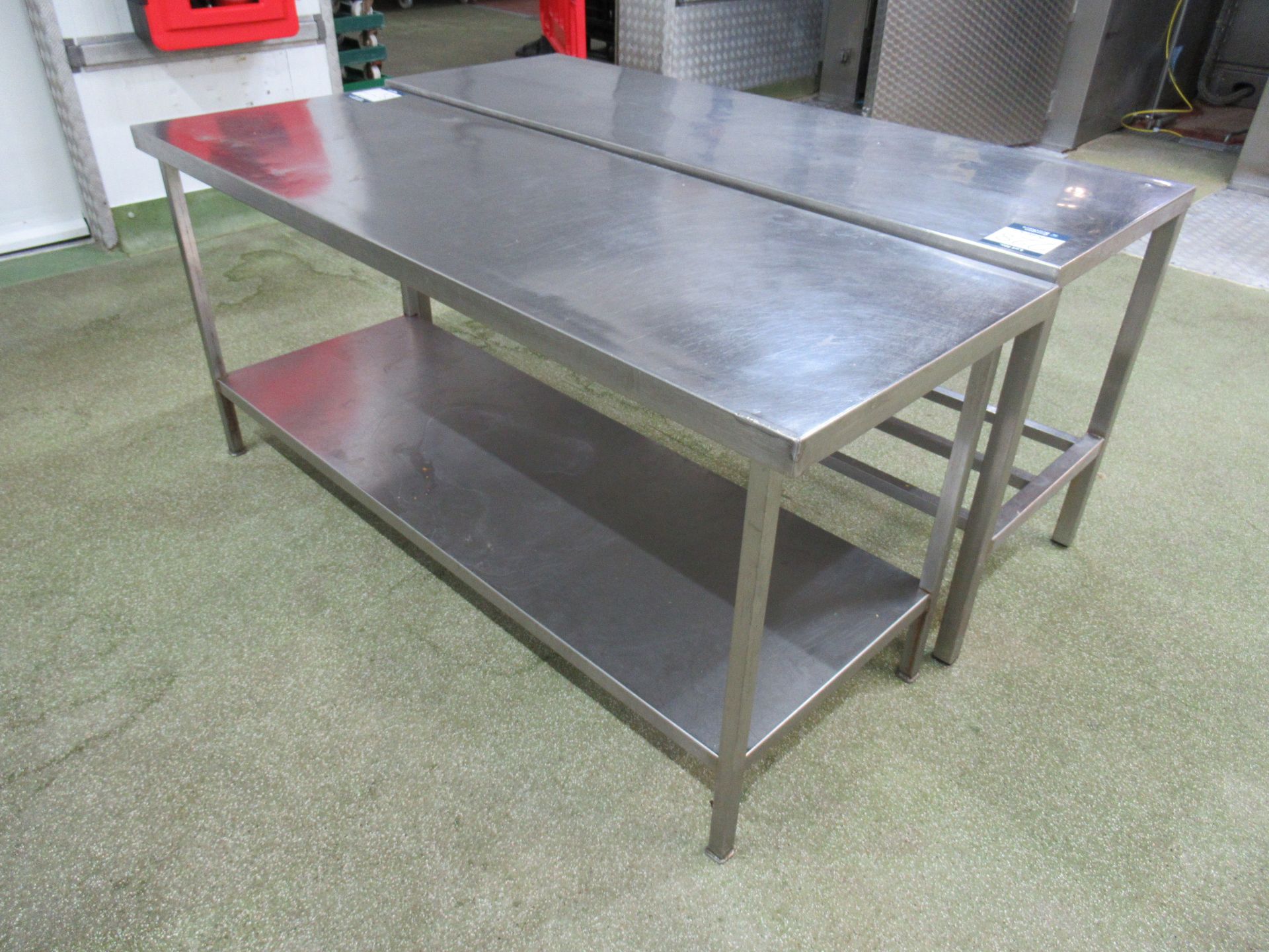 4 Stainless steel tables, one with 1800 x 600mm work surface and three with 1800 x 650mm work - Image 5 of 8