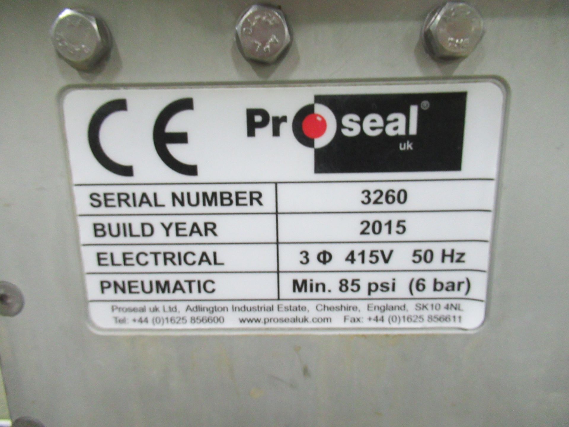 Proseal GT1 automatic inline tray sealer. Serial no: 3260 (2015) servo actuation with E1101 touch - Bild 12 aus 13