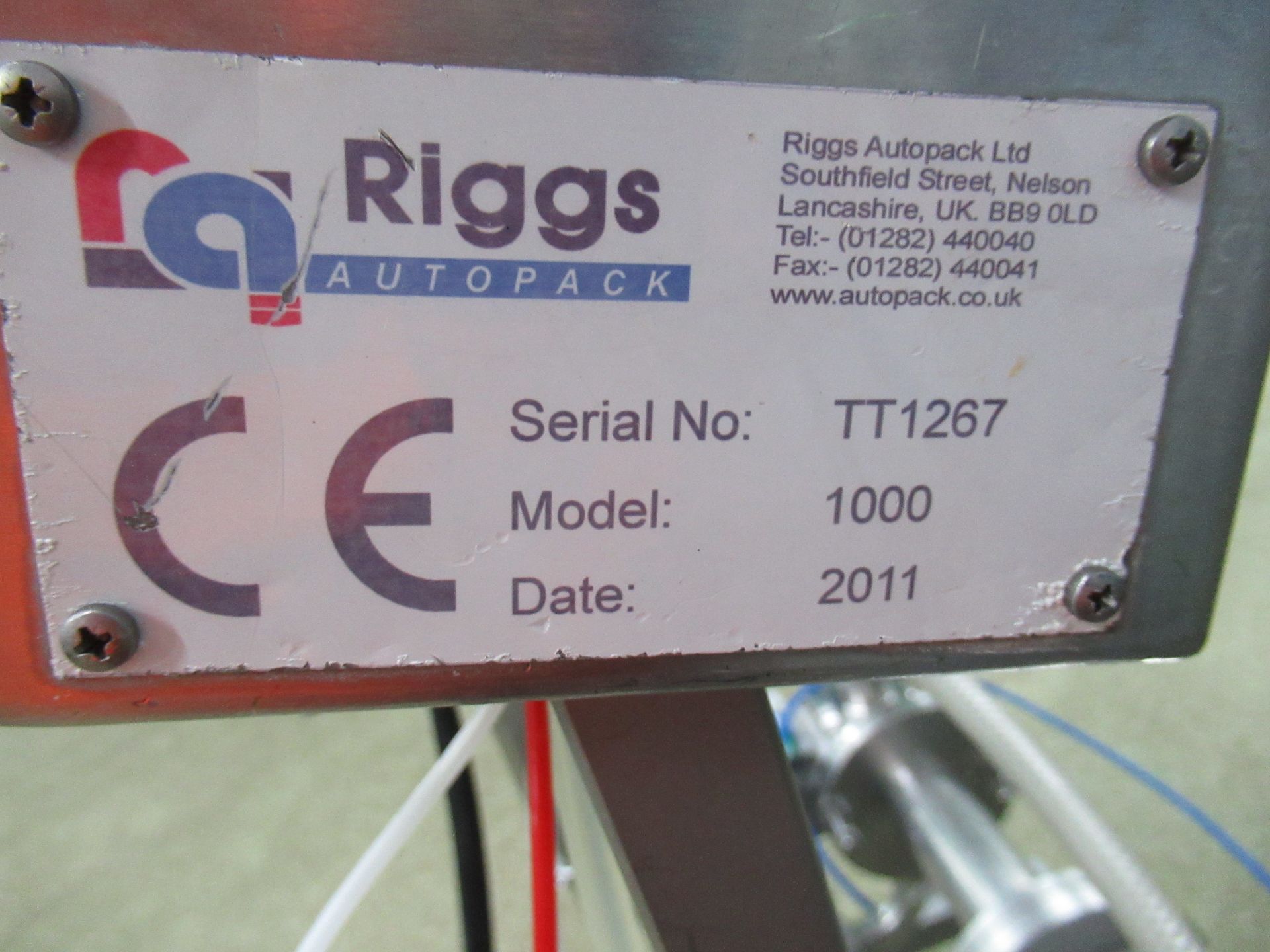 Riggs Autopack 1000 single head depositor. Serial no: TT1267 (2011) on mobile frame with hopper, - Image 6 of 7