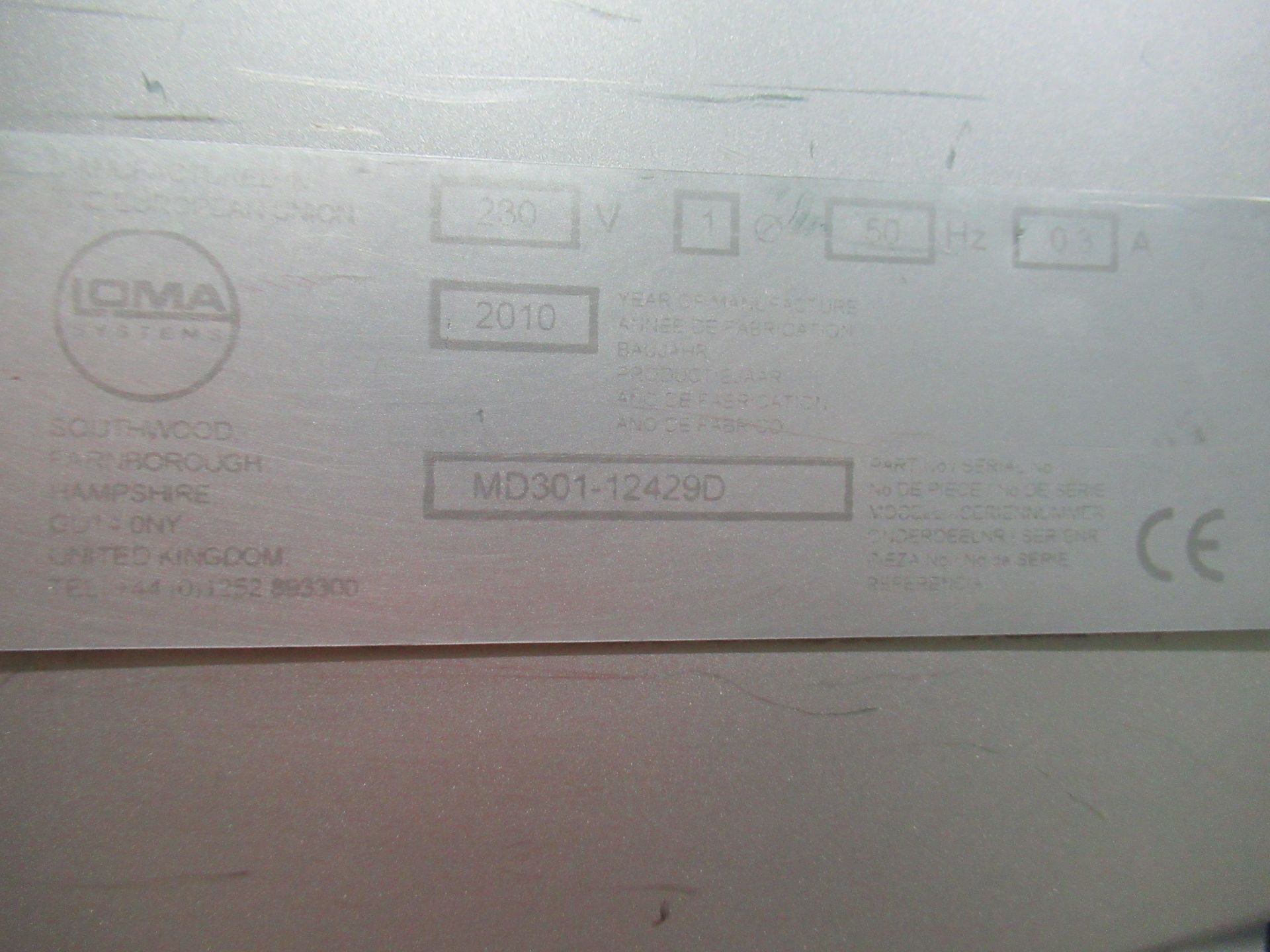 Loma IQ3 twin head metal detector Serial no: MD301-12429D (2010), 350 x 250mm aperture, mounted on - Image 5 of 9