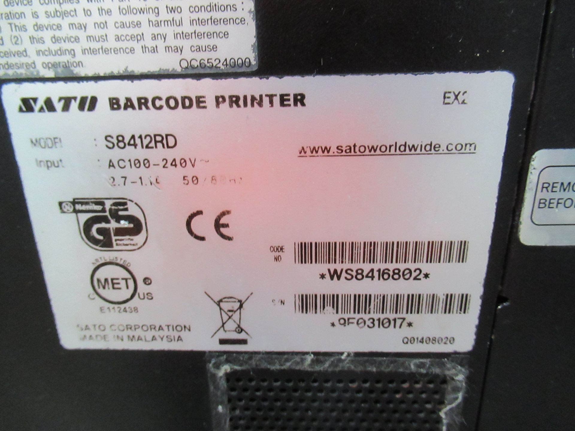 Altech Alcode TS SX label applicator. Serial no: 1004015010811 (2010) with Sato S8412RD label - Image 8 of 10