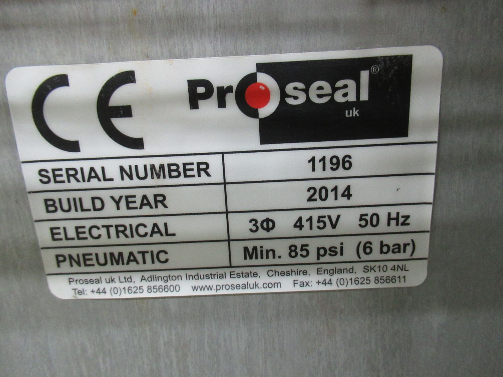 Proseal Fastpack F45 automatic inline tray sealer. Serial no: 1196 (2014) pneumatic and servo - Image 13 of 15