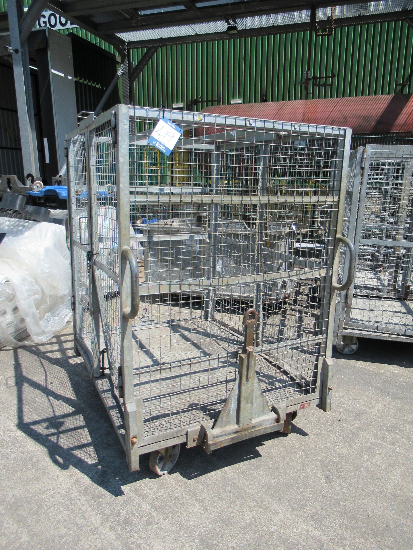 2 Barret mobile open top cages, galvanised steel 1200mm wide x 1500mm long x 1500mm high with draw - Image 6 of 12