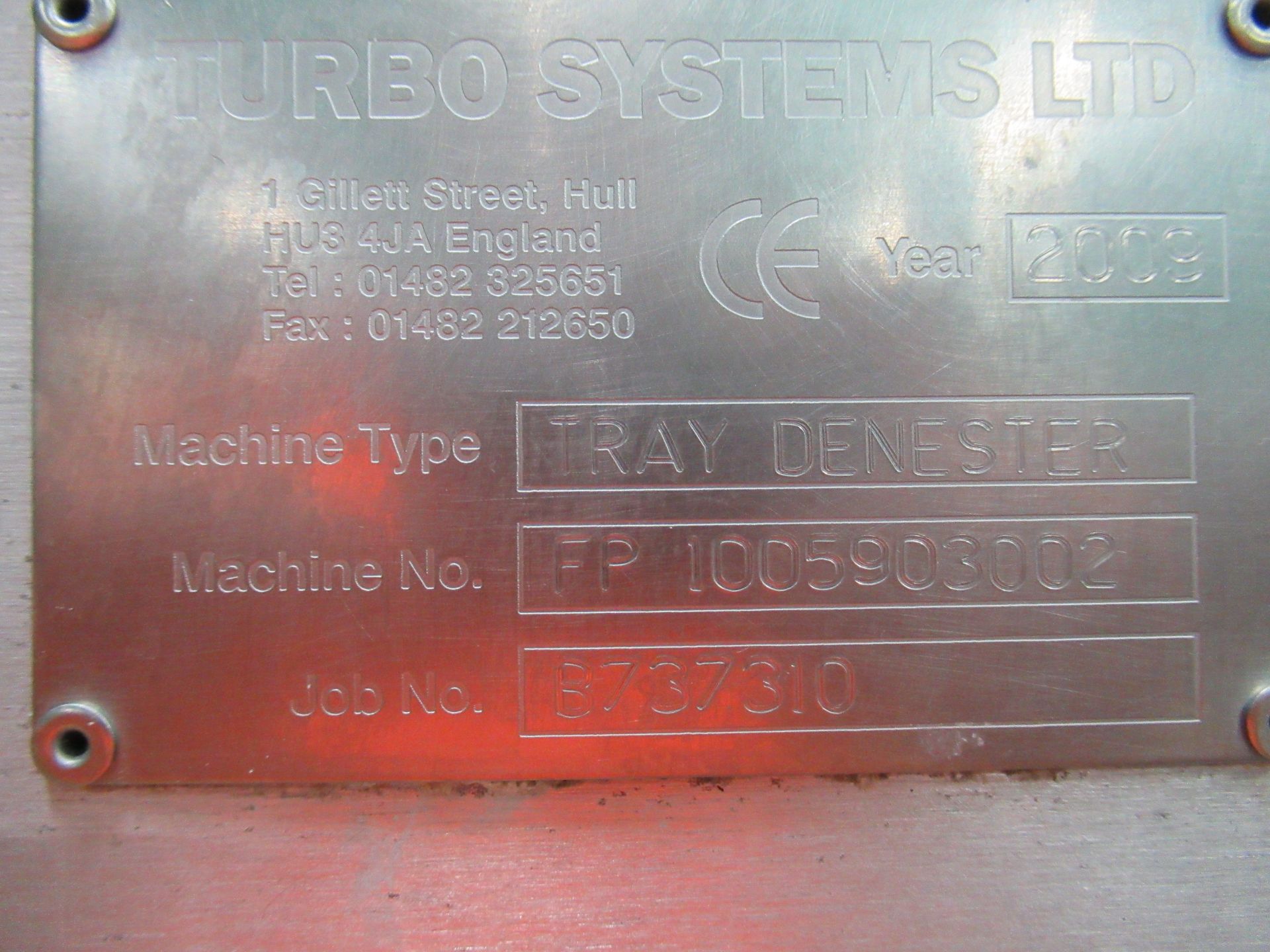 Turbo Systems Ltd tray denester. Serial no: FP1005903002 (2009) 2 row feeder with E150 keypad ( - Image 8 of 9